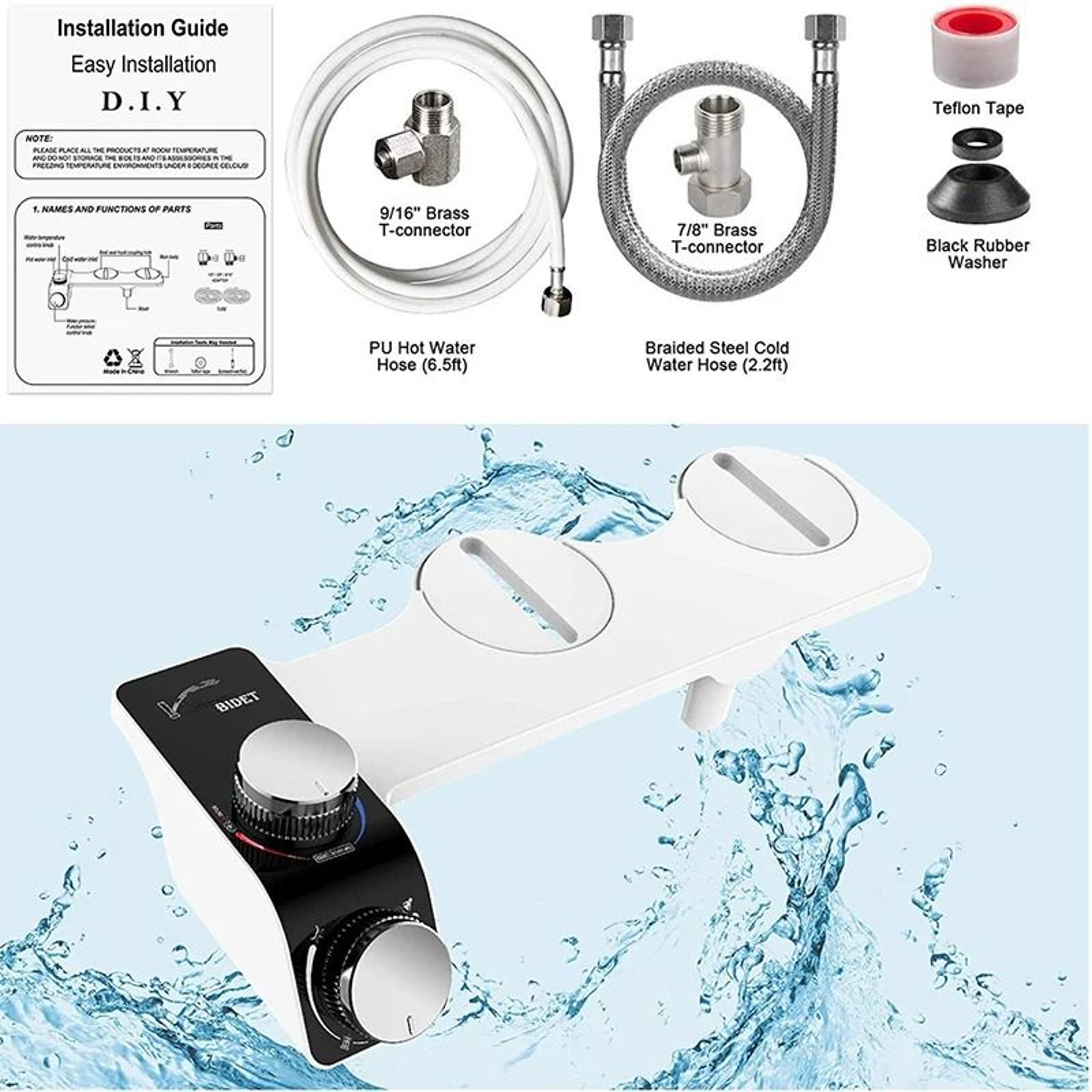 NonElectric Bidet Toilet Seat Attachment With Dual Nozzles 3