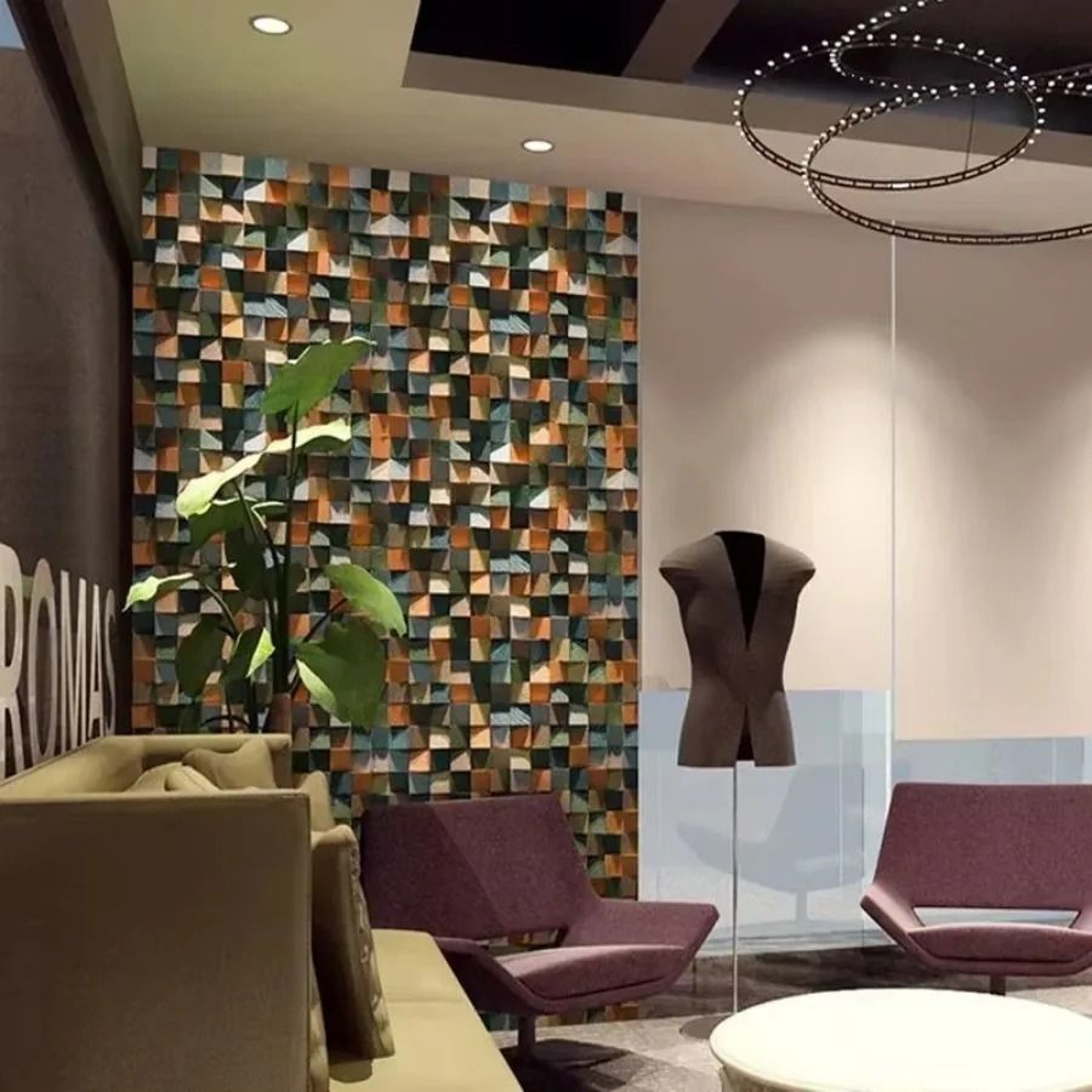 3D Wooden Mosaic Wall Art Acoustic Diffuser Panel For Home Or Office Decor 4