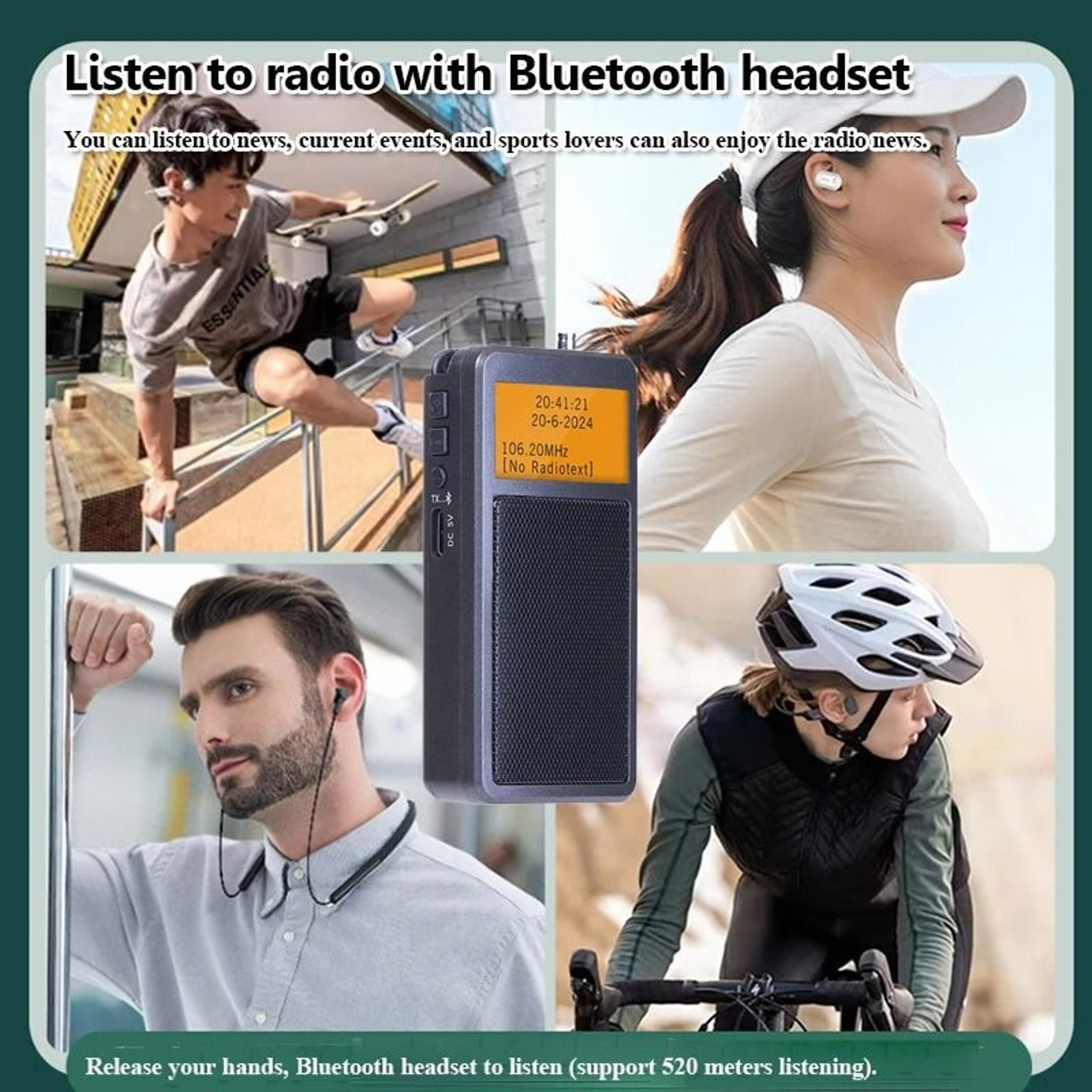 Mini Bluetooth Radio With FM Stereo And Alarm Clock Display 2