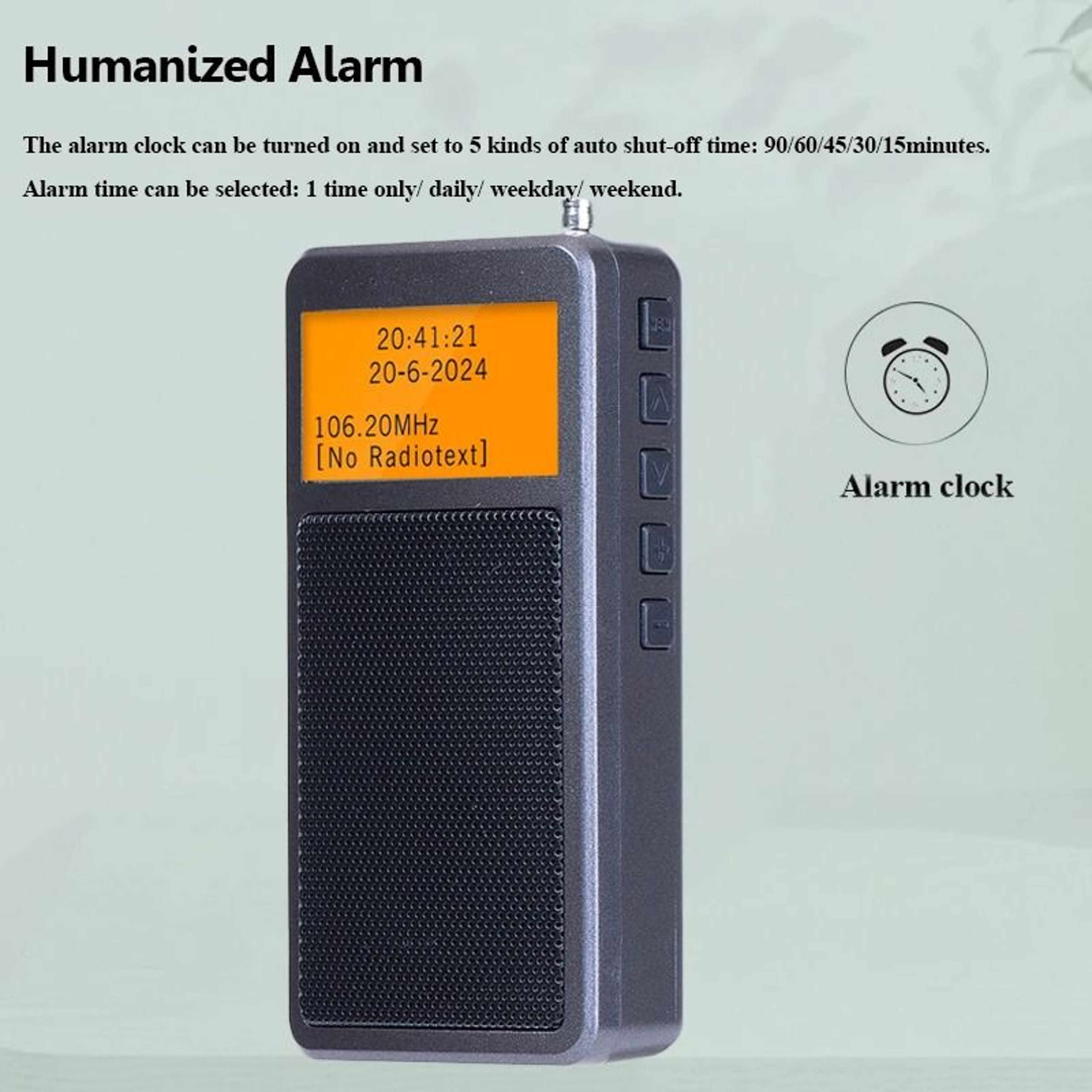 Mini Bluetooth Radio With FM Stereo And Alarm Clock Display 5