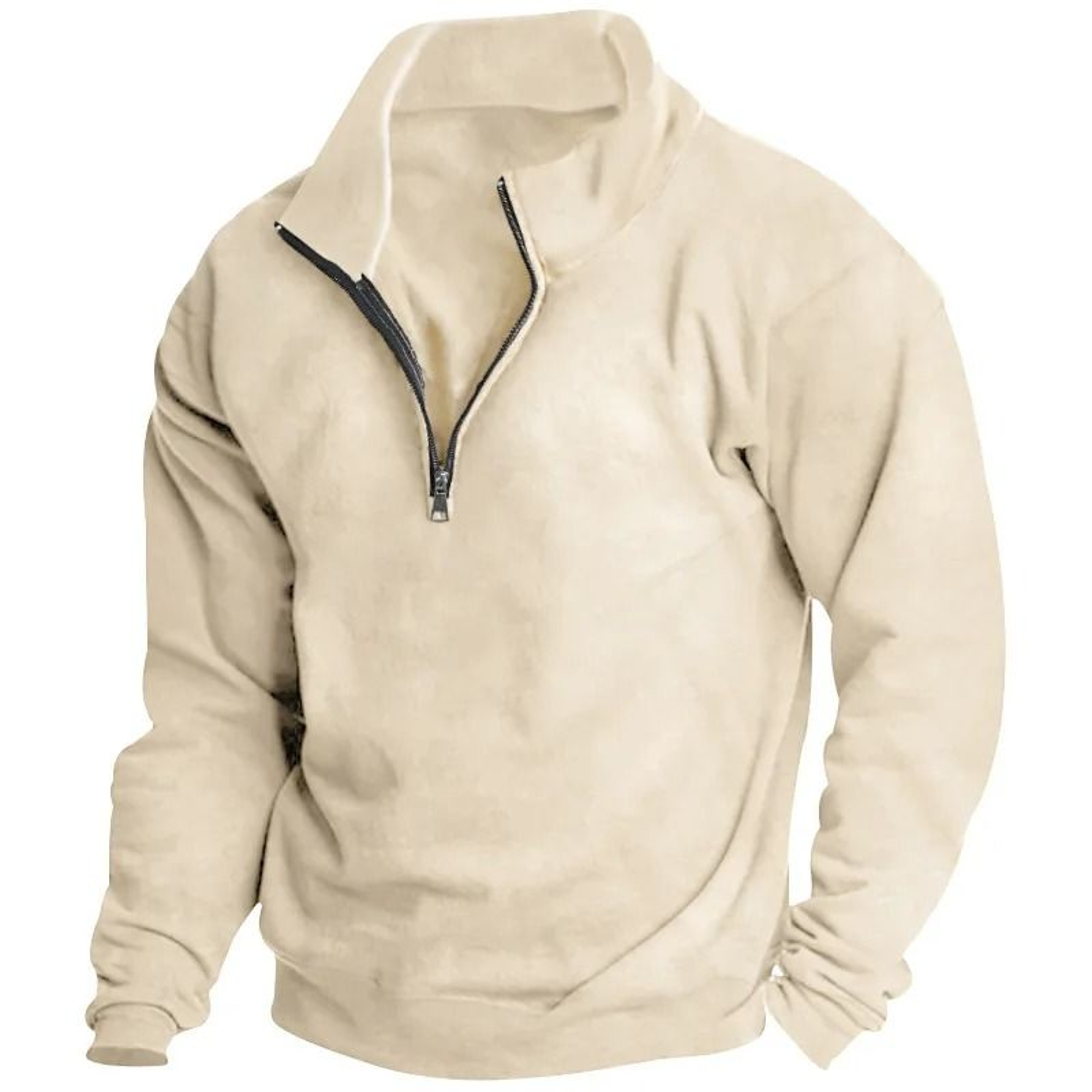 Mens Fleece Half Zip Stand Collar Sweatshirt 2
