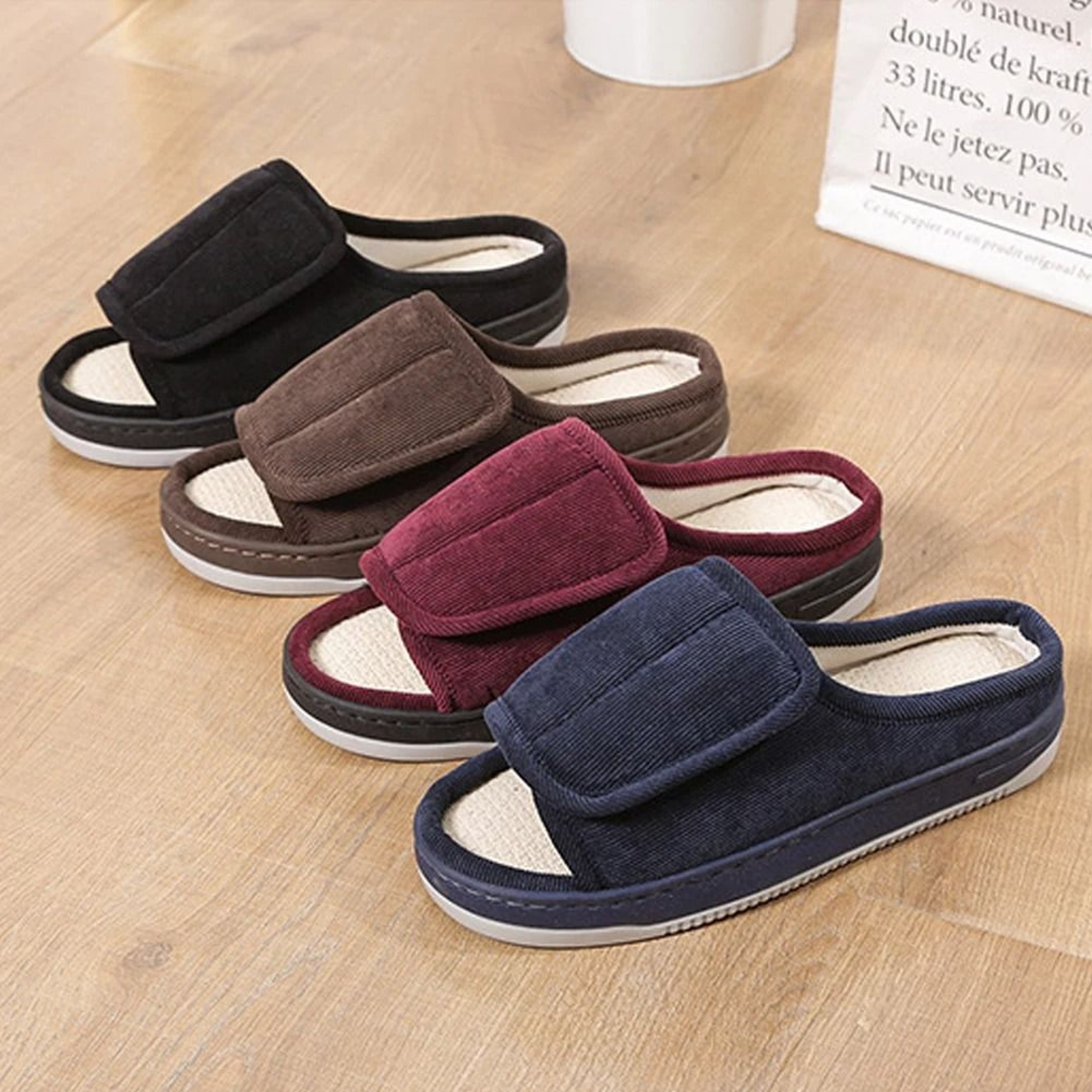 Men Women Diabetic Slippers Adjustable Open Toe Swollen Feet Shoes With Non Slip Sole 3