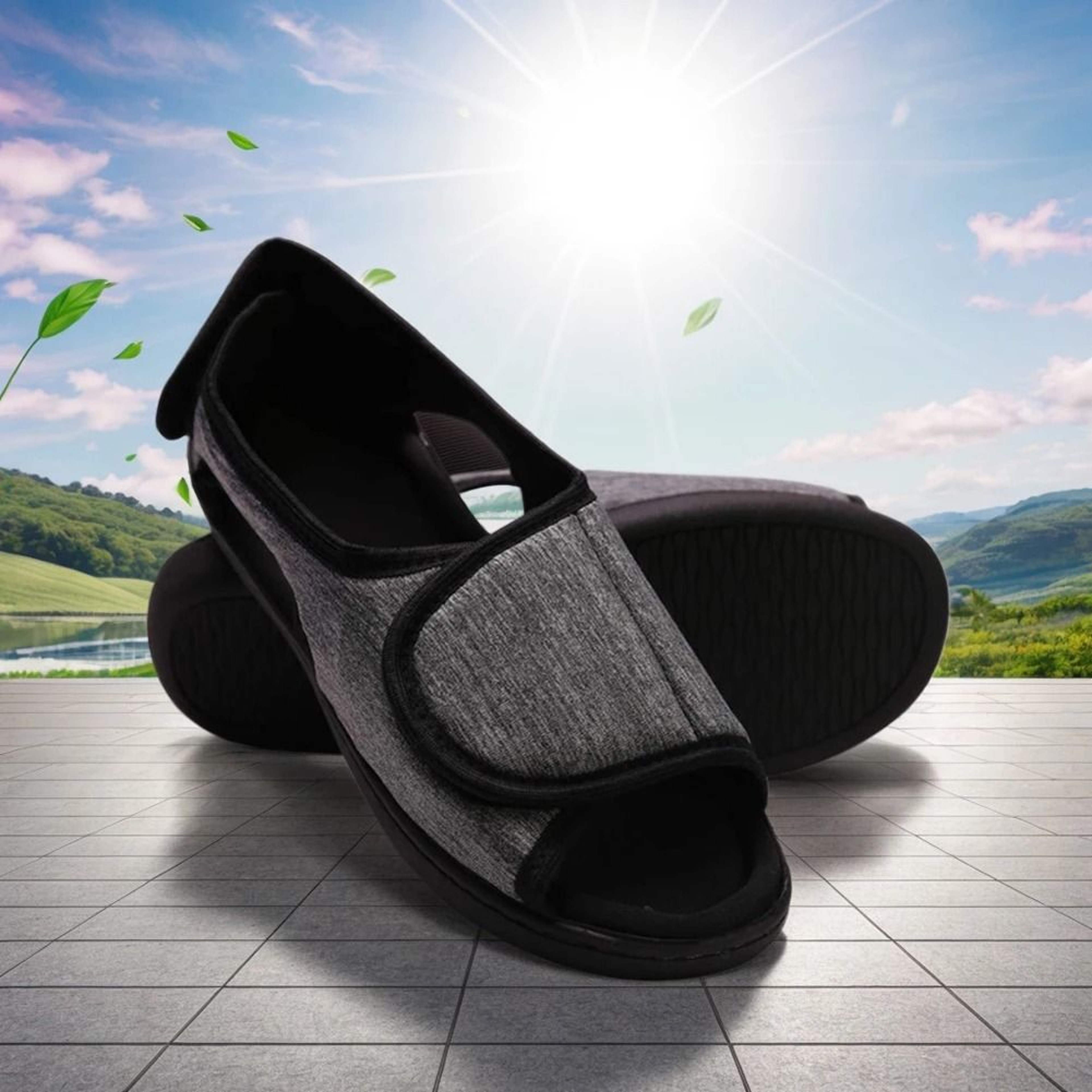 Adjustable Elderly Slippers Open Toe Sandals For Swollen Feet 4