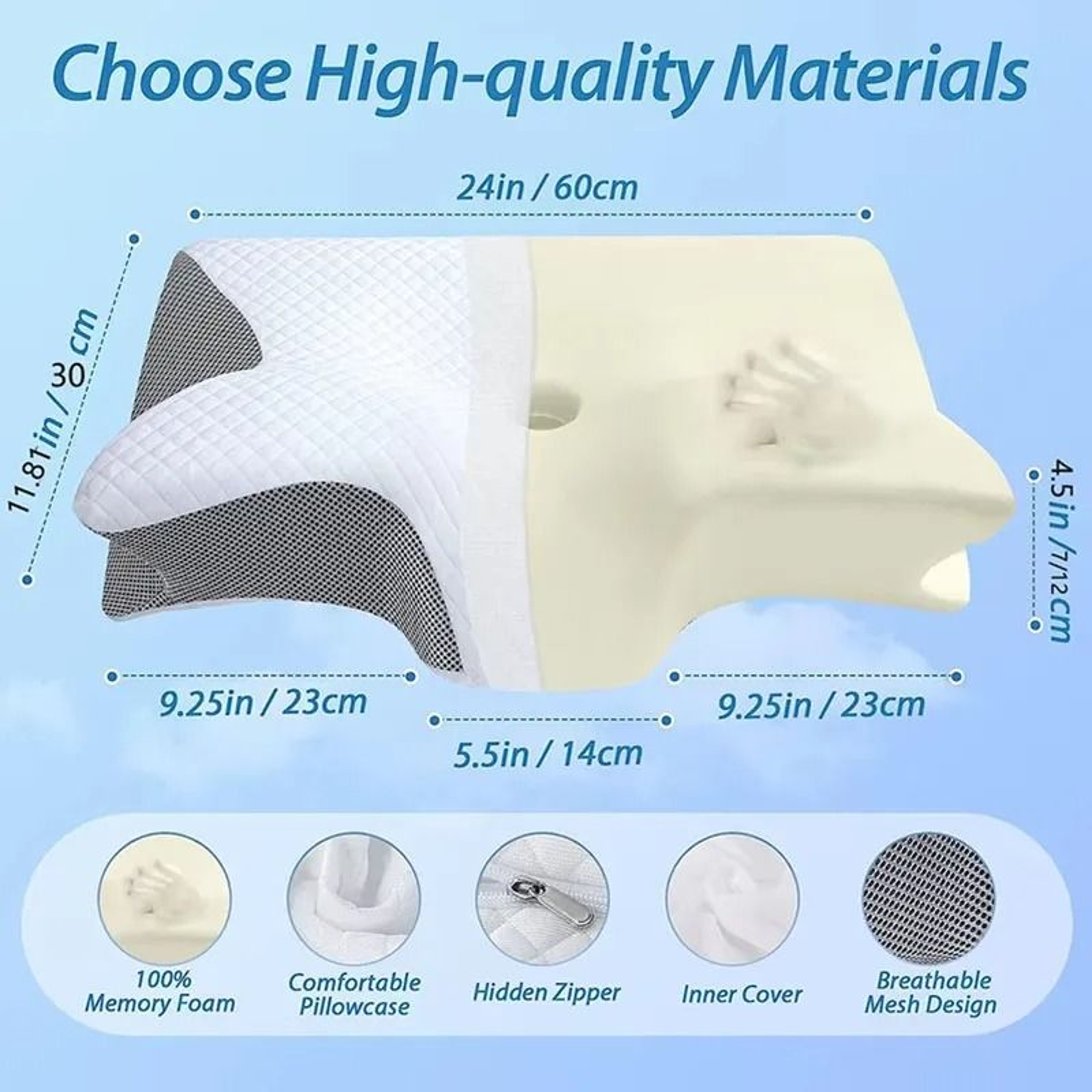 Memory Foam Side Sleeping Pillow Ergonomic Cervical Neck Support With Contour Design For Back And S 4