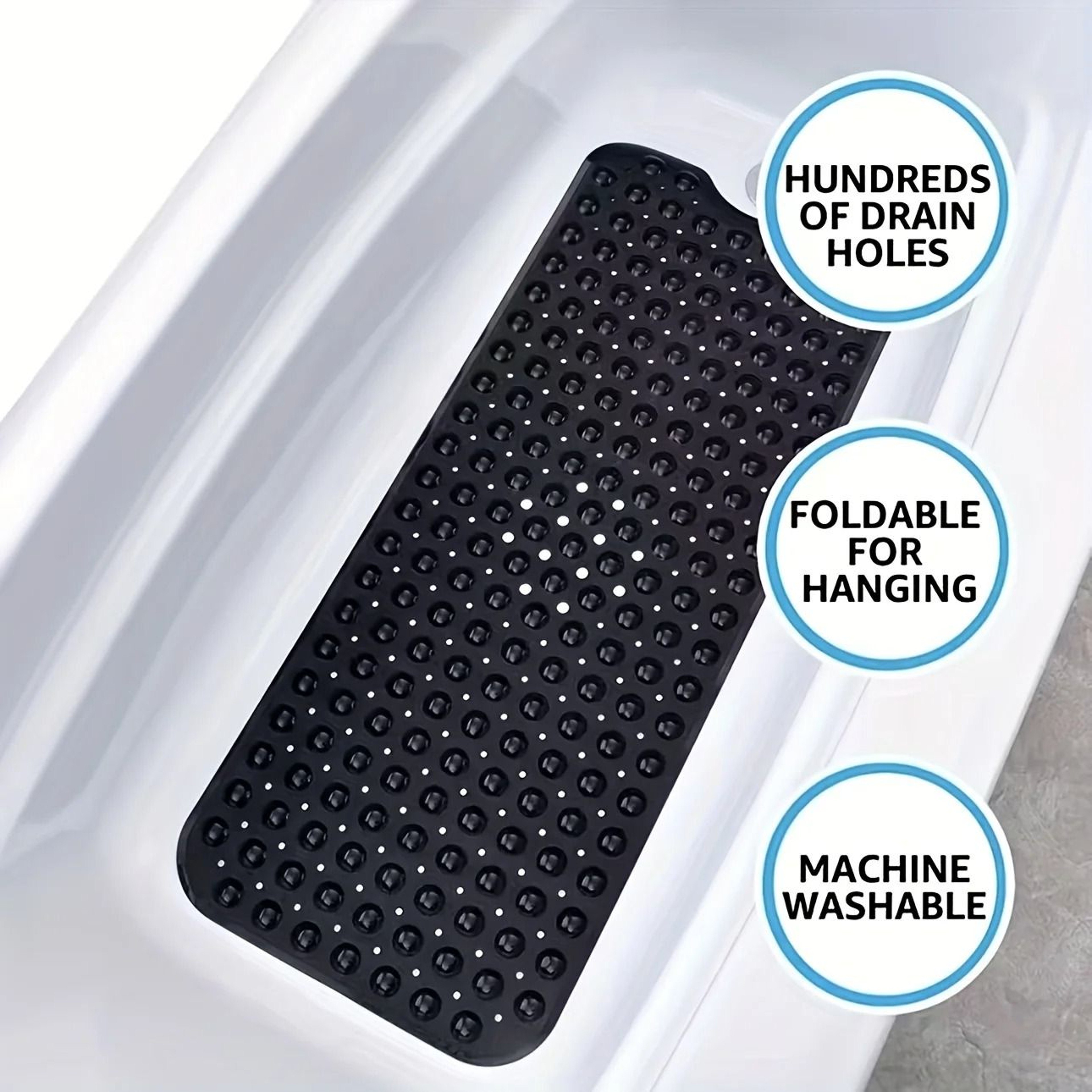 Non Slip Shower Mat With Drain Holes And Suction Cups 5
