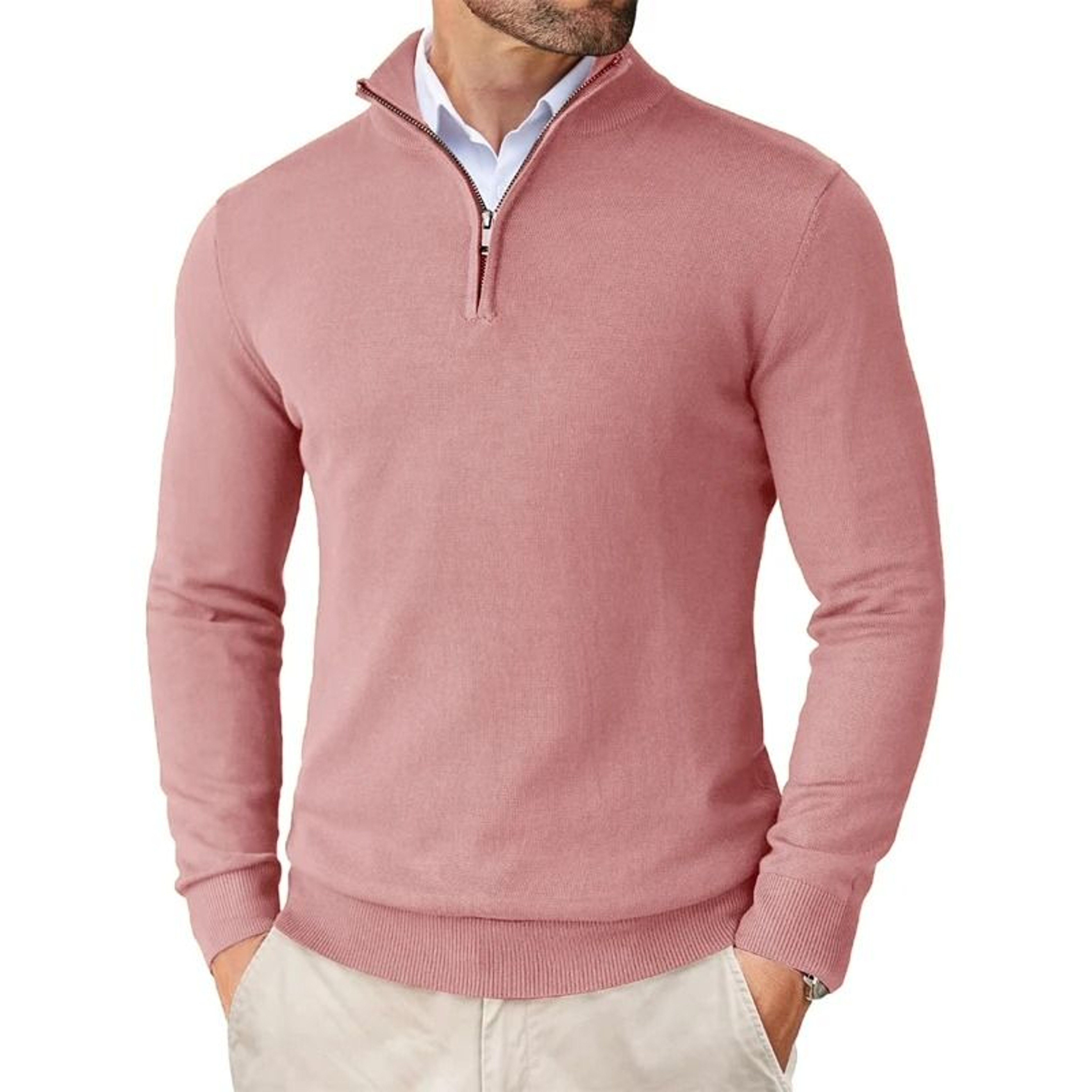Mens Quarter Zip Mock Neck Slim Fit Lightweight Pullover Sweater 4