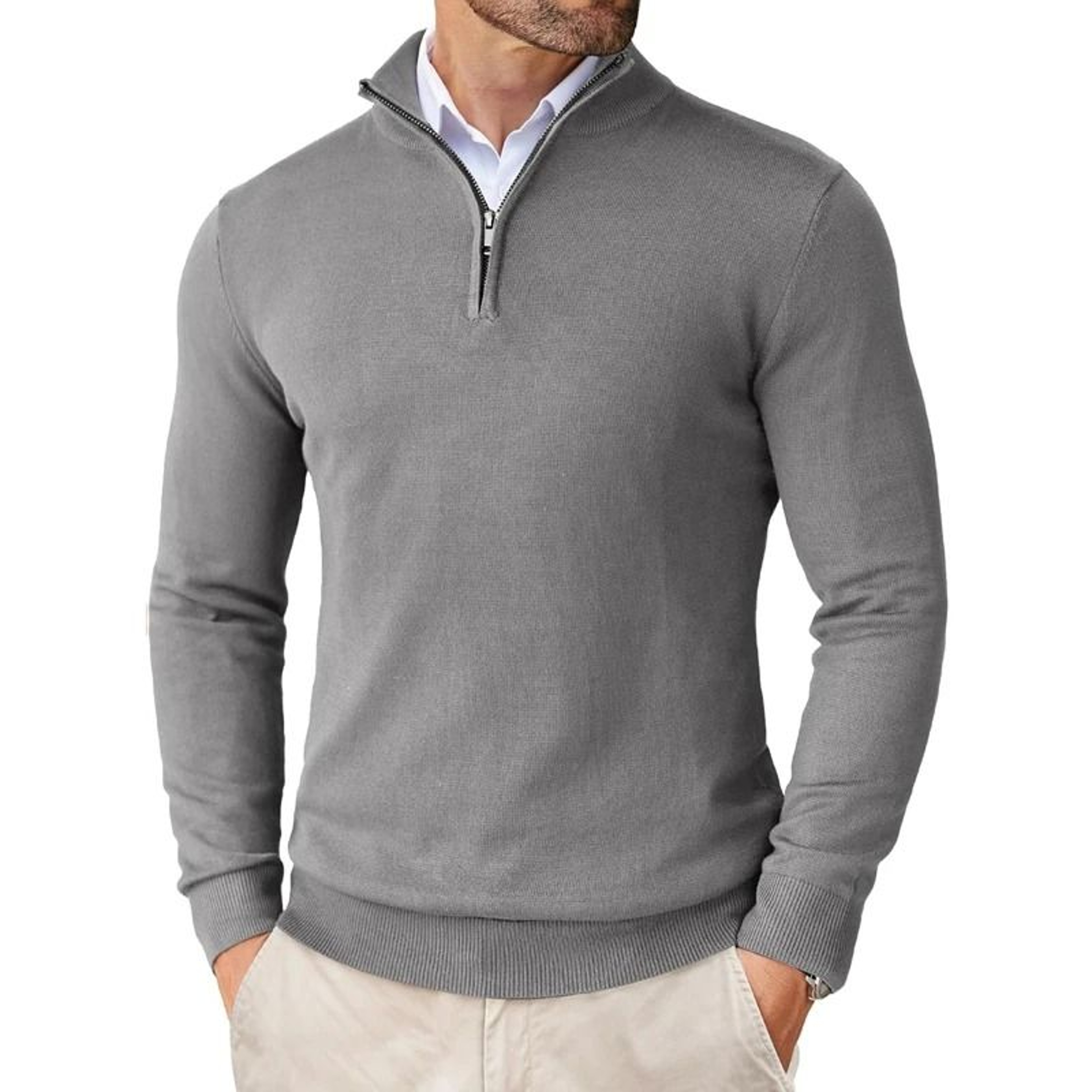 Mens Quarter Zip Mock Neck Slim Fit Lightweight Pullover Sweater 13