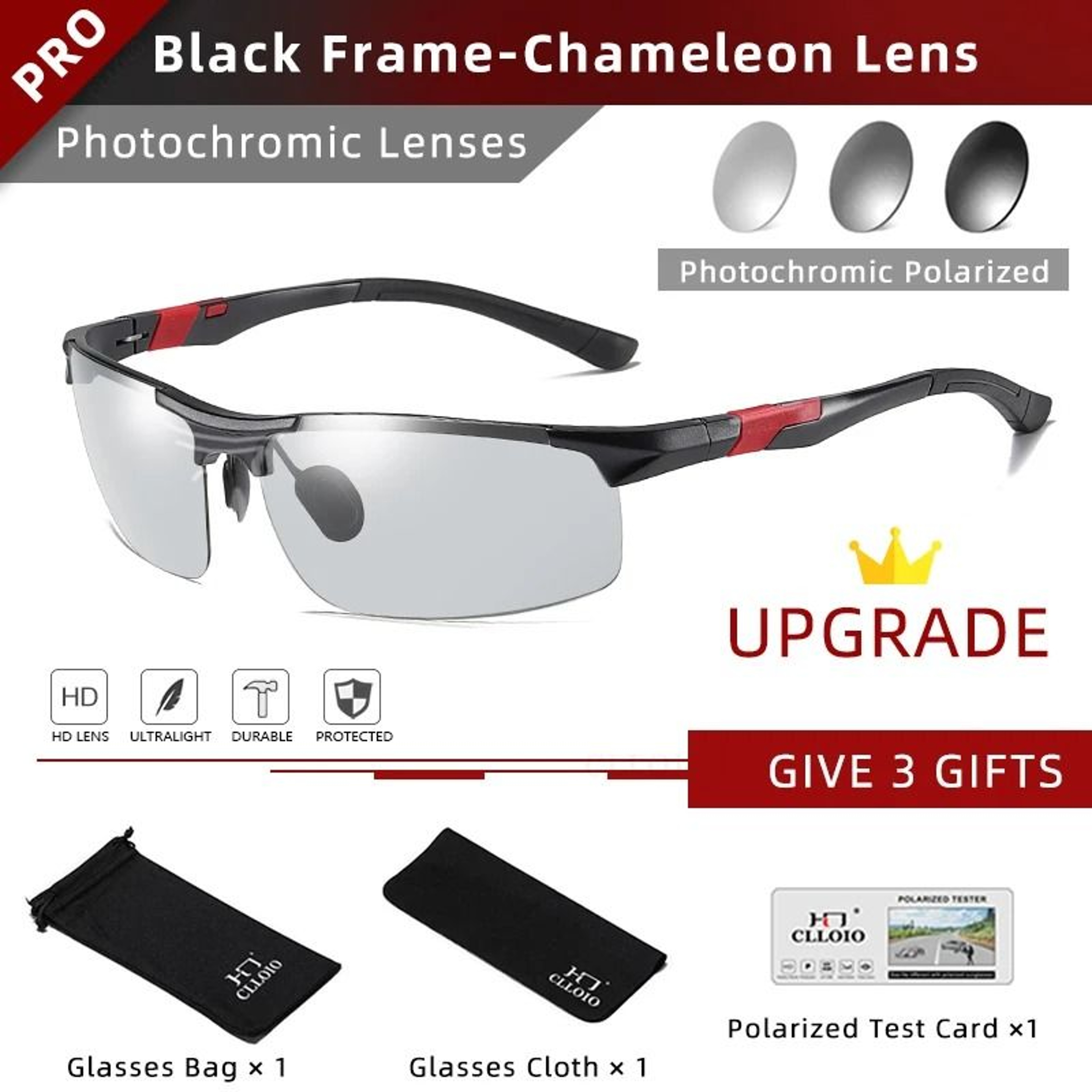 Photochromic Polarized Sunglasses For Men Aluminum AntiGlare Driving Glasses 13