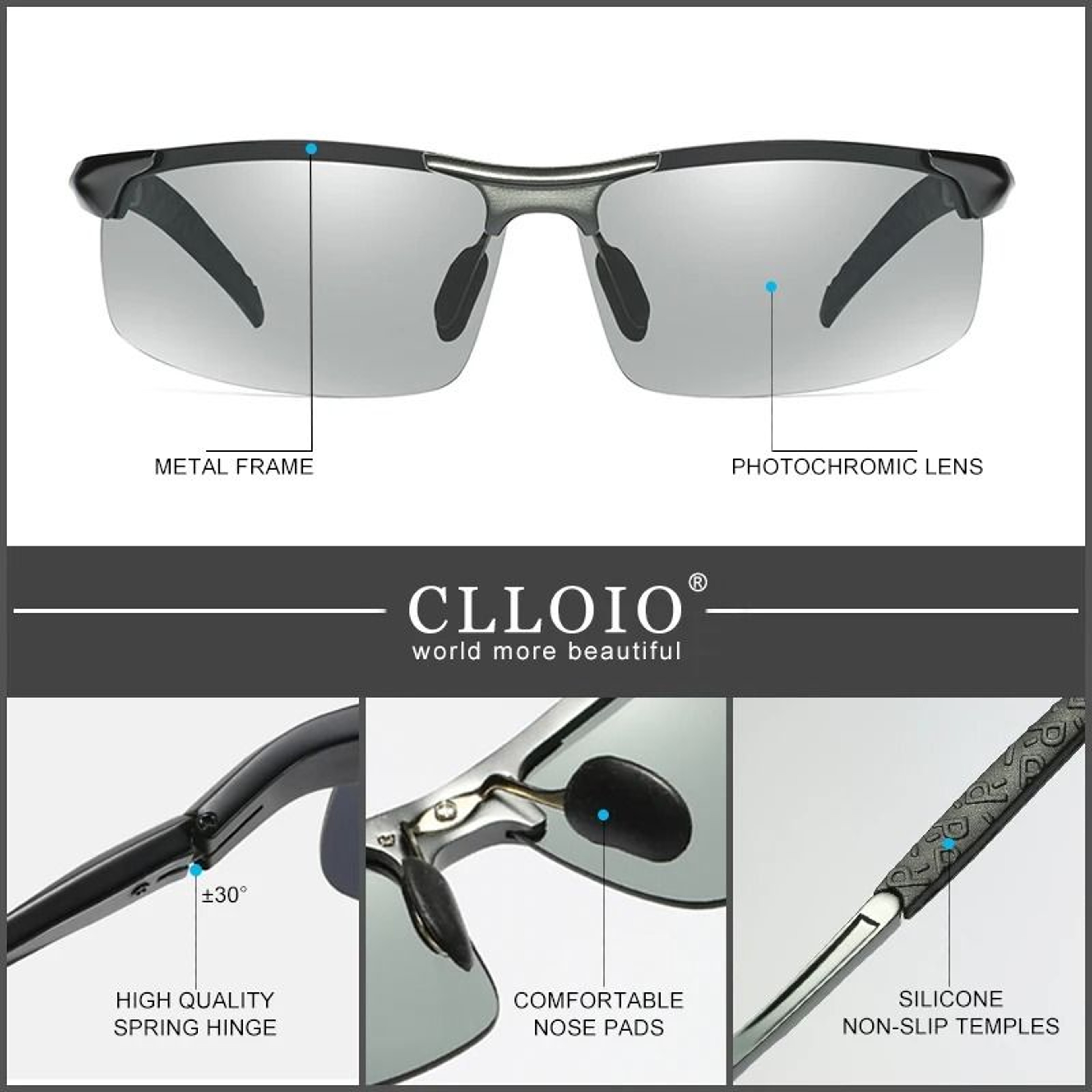 Photochromic Polarized Sunglasses For Men Aluminum AntiGlare Driving Glasses 4