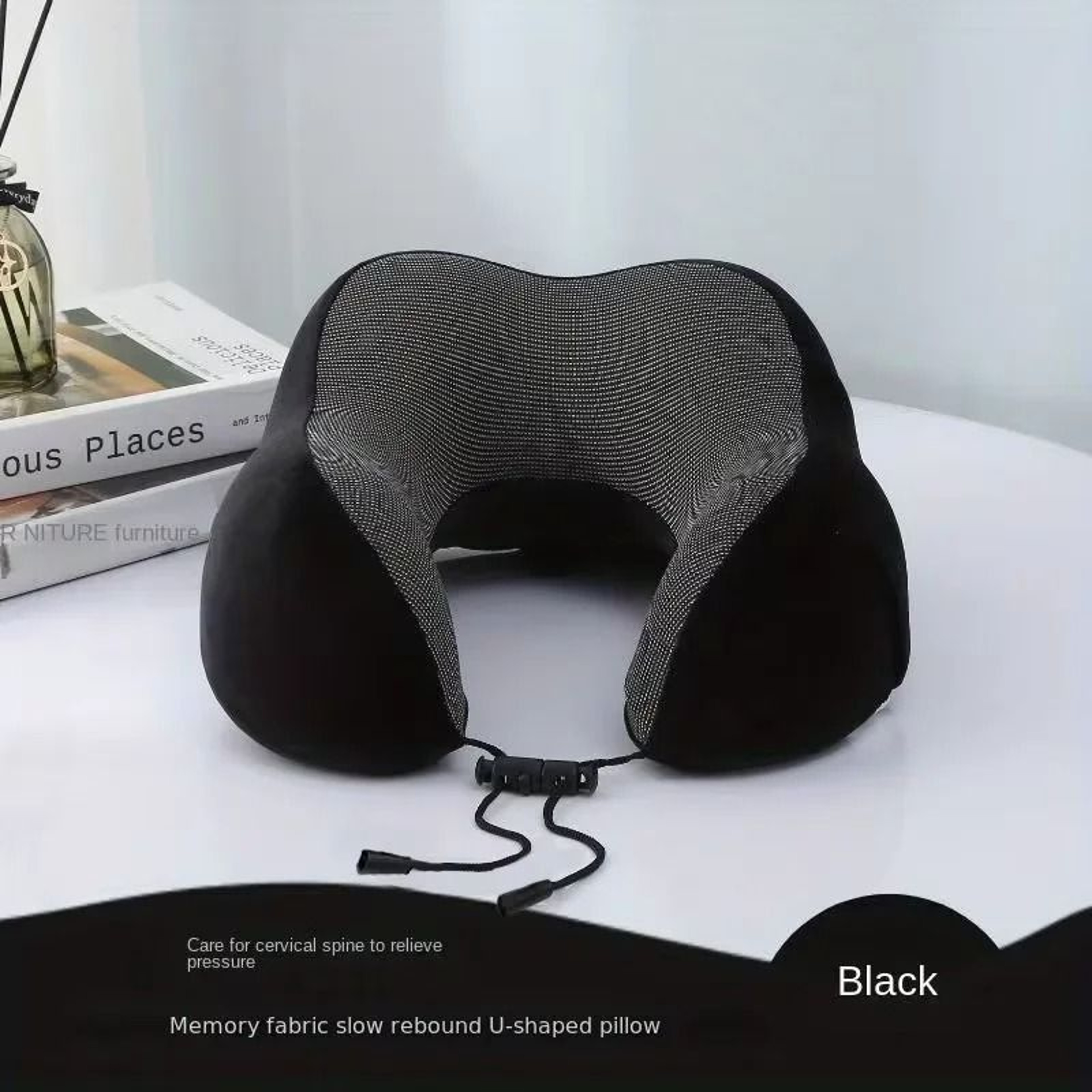 U Shaped Travel Pillow With Memory Cotton And Magnetic Fabric 3