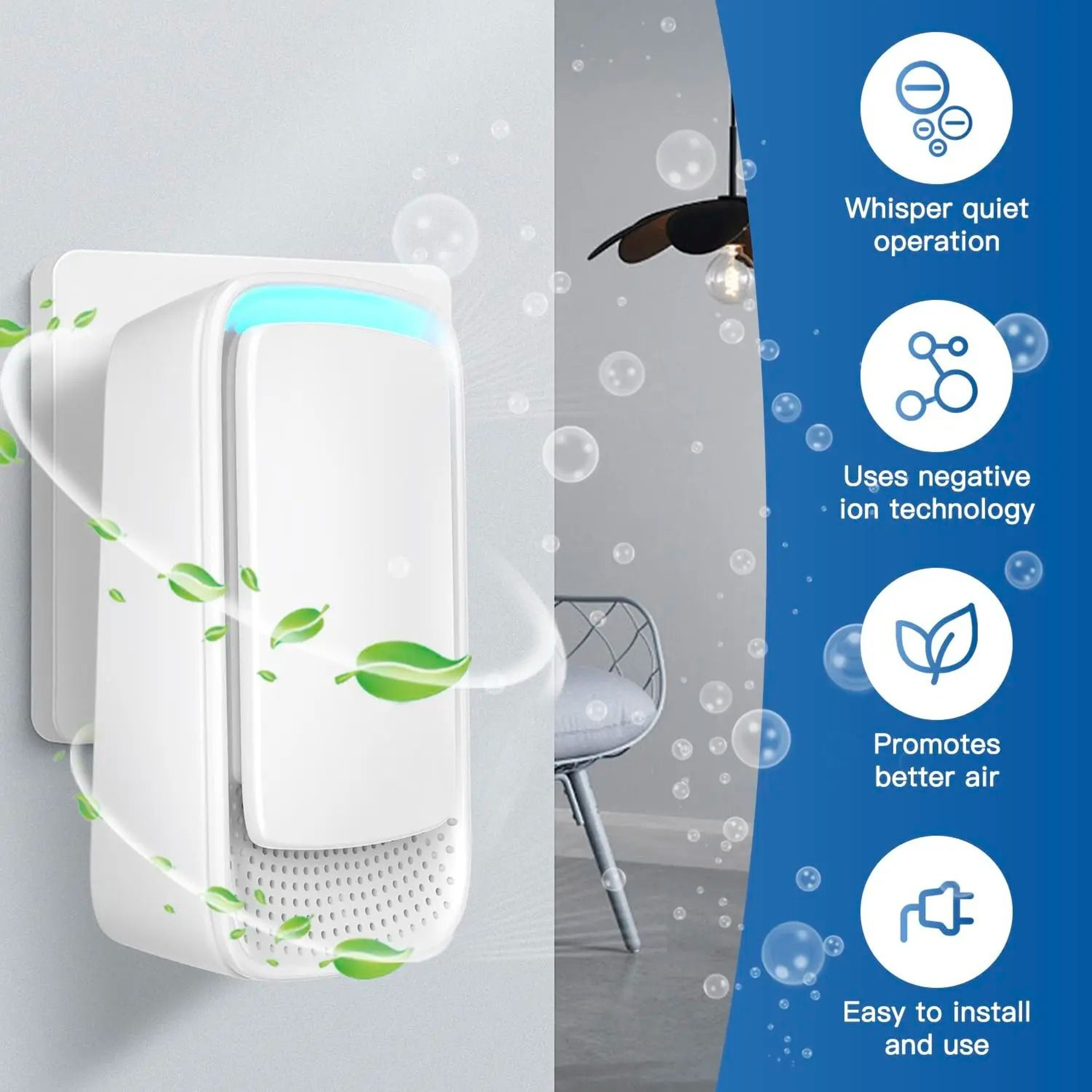 Plug In Air Purifier Ionizer With Negative Ion Technology For Quiet Home Air Cleaning 3