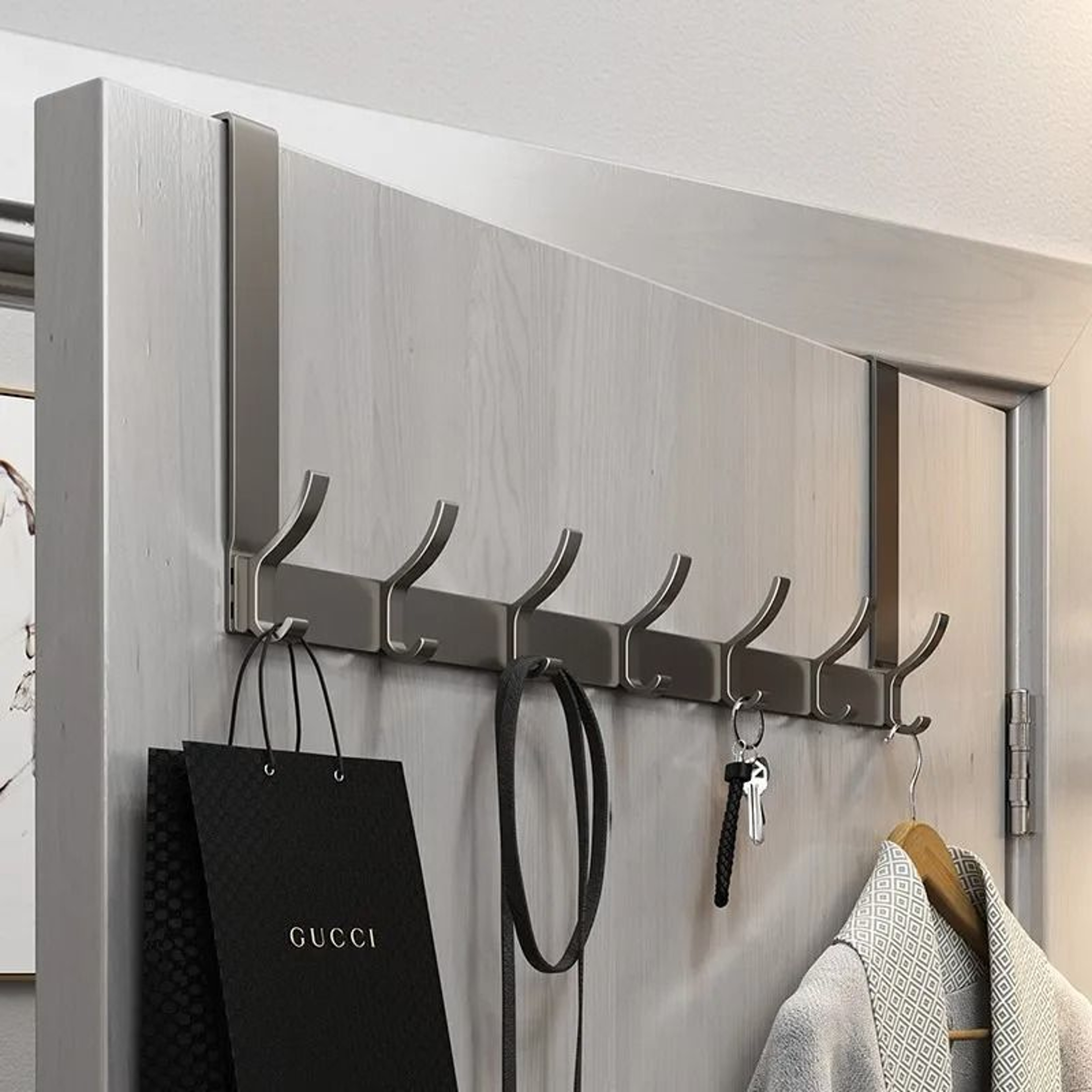 Over The Door Organizer Hook Rack  SpaceSaving Clothes Coat Hat And Towel Hanger For Home And Bathr 0