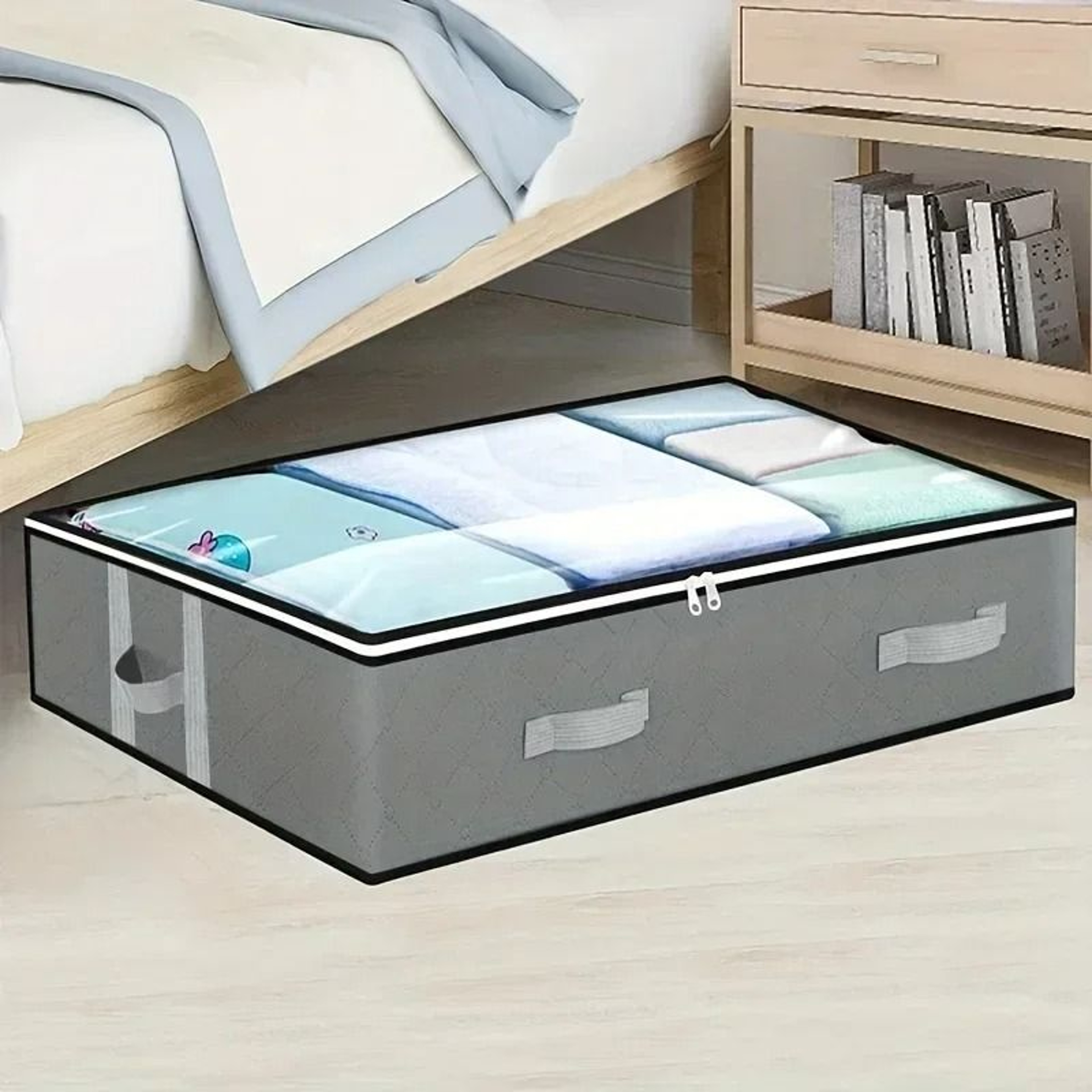 Under Bed Storage Box Dustproof Organizer With Reinforced Handles For Comforters And Toys 1