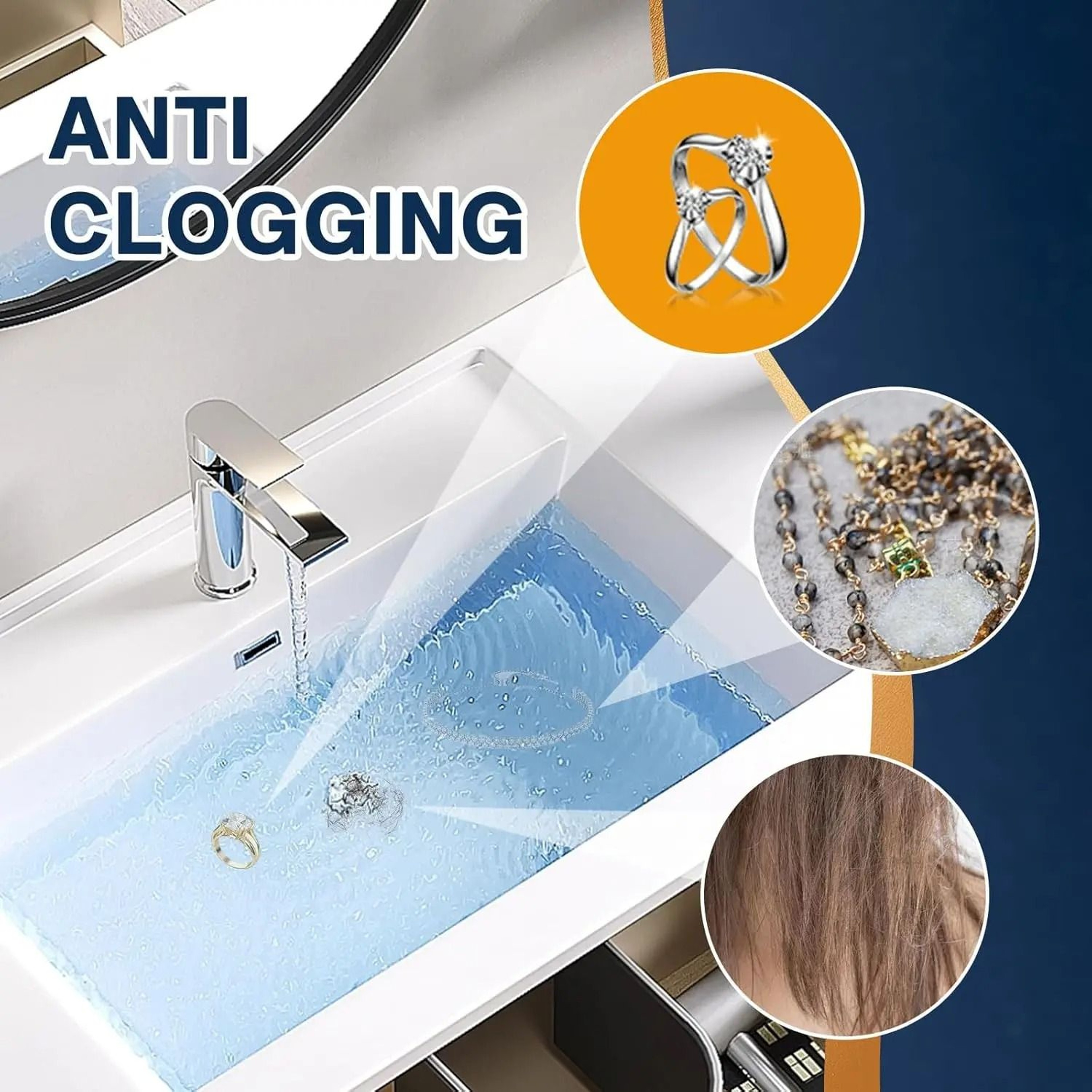 PopUp Bathroom Sink Drain Strainer With Removable Stainless Steel Hair Catcher And Drain Stopper 2