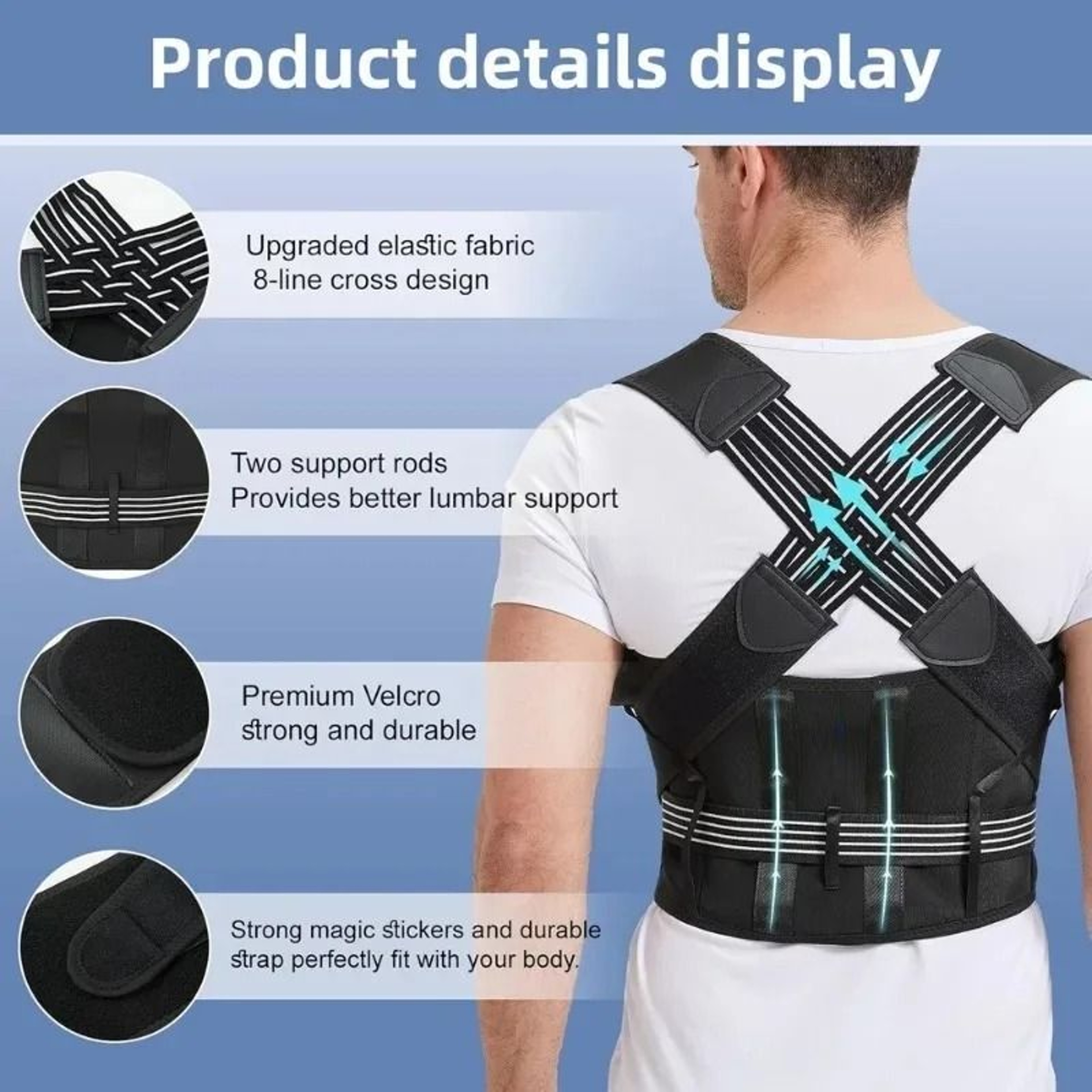 Back Shoulders Support Posture Corrector For Women Gym Rehabilitation Yoga Back Belt Lumbar Support 4