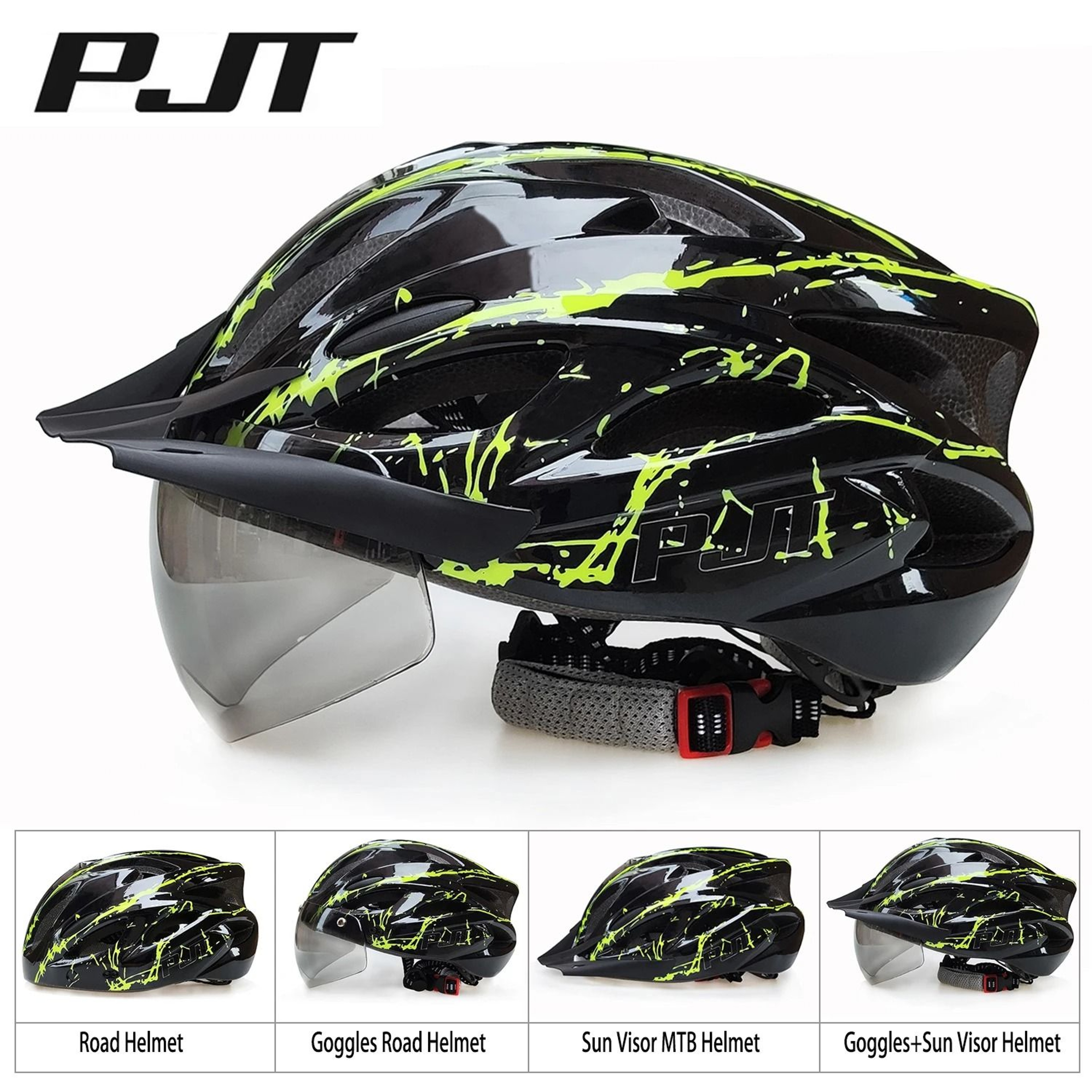 4in1 Lightweight Cycling Helmet With Detachable Sun Visor And Goggles For Road And Mountain Biking 0