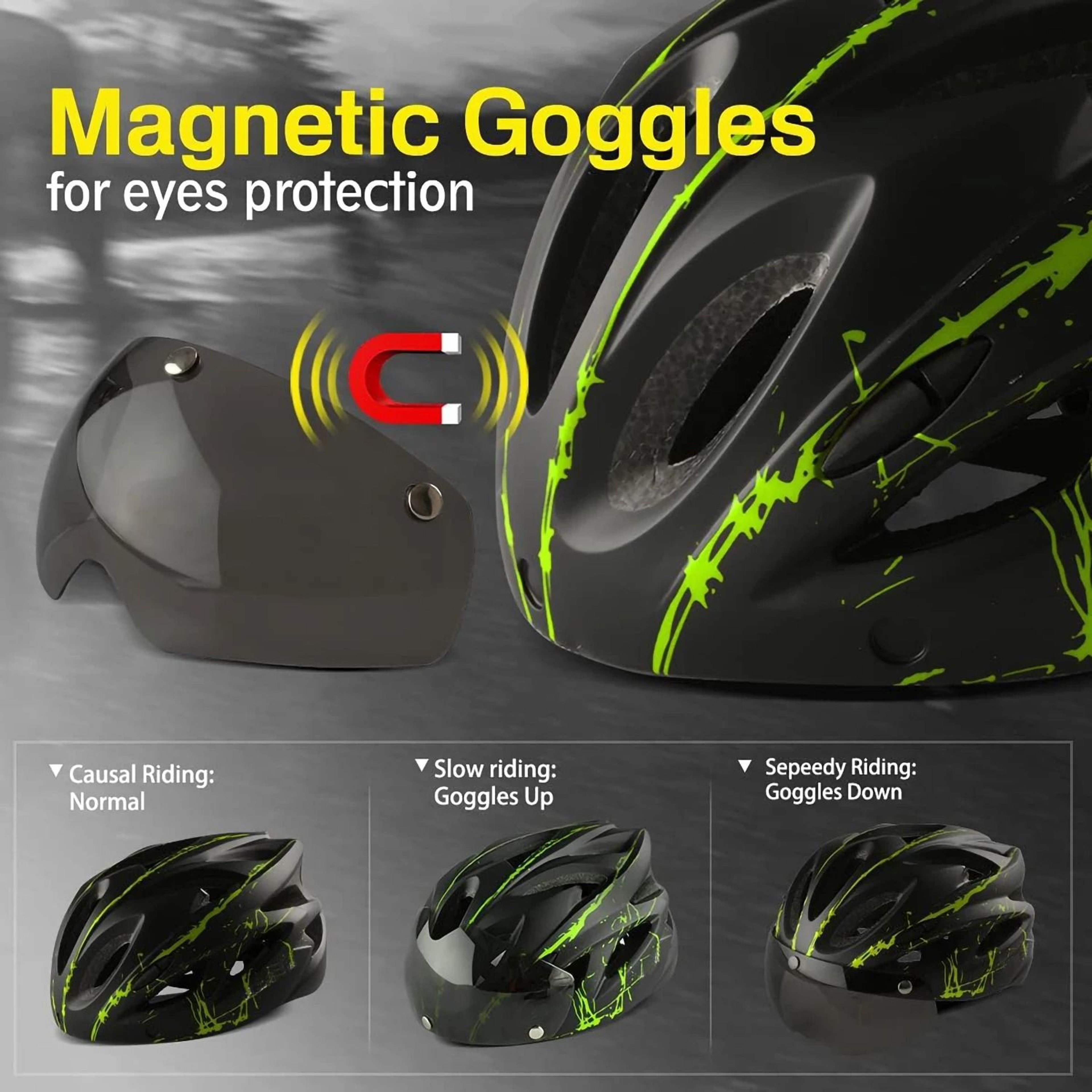 4in1 Lightweight Cycling Helmet With Detachable Sun Visor And Goggles For Road And Mountain Biking 3
