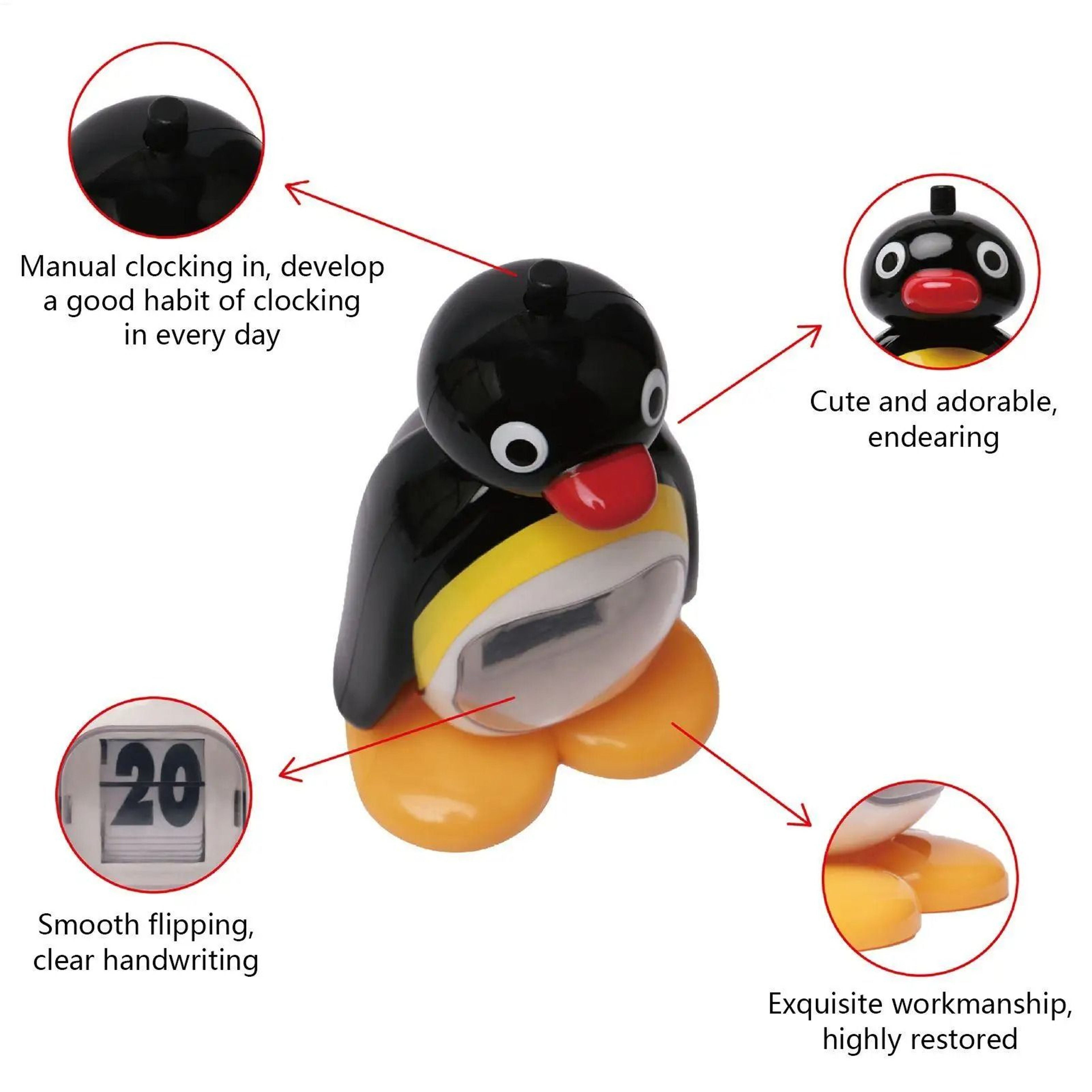 Retro Penguin Perpetual Calendar Decorative Desktop Ornament 4