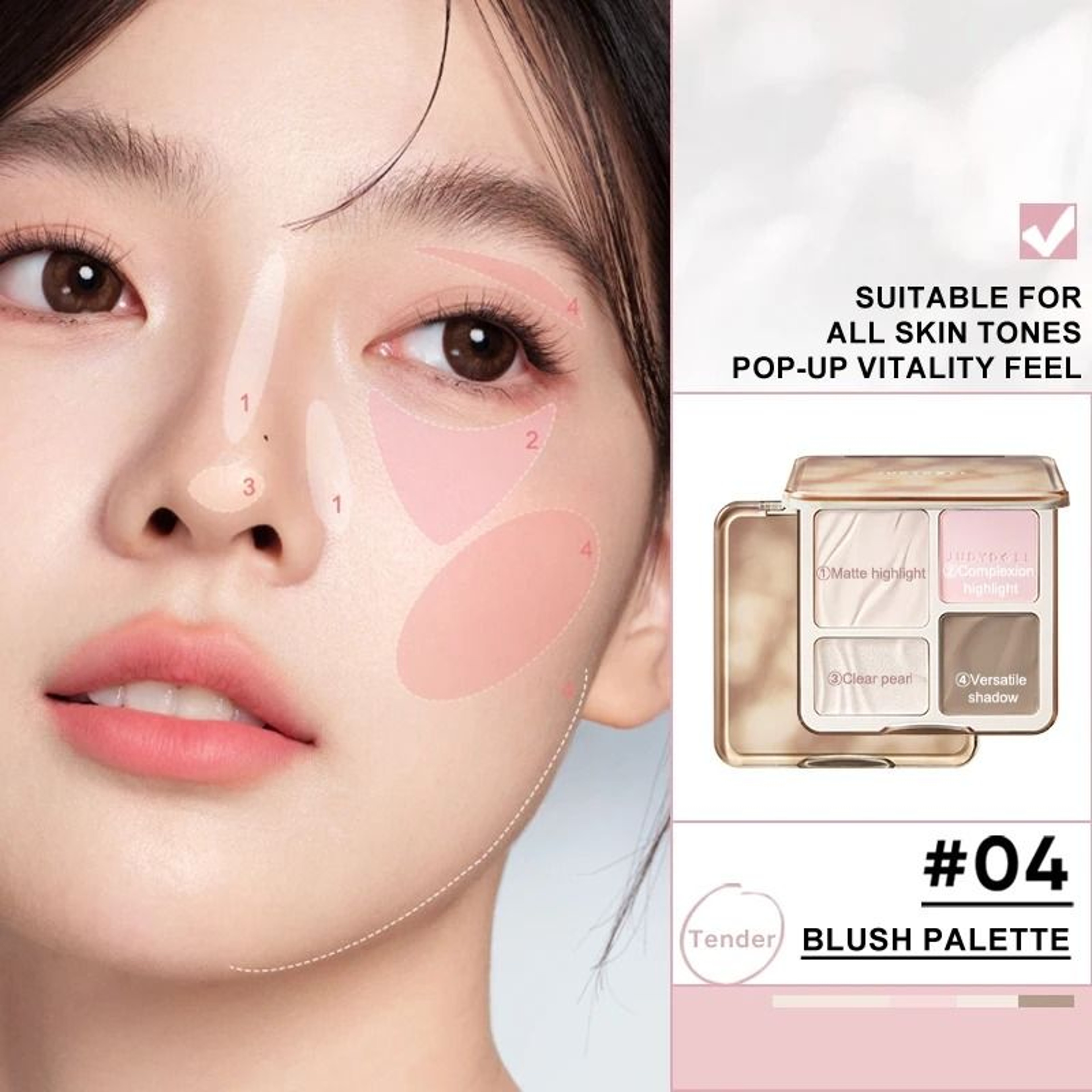 Natural Finish Highlighter And Contour Palette 3