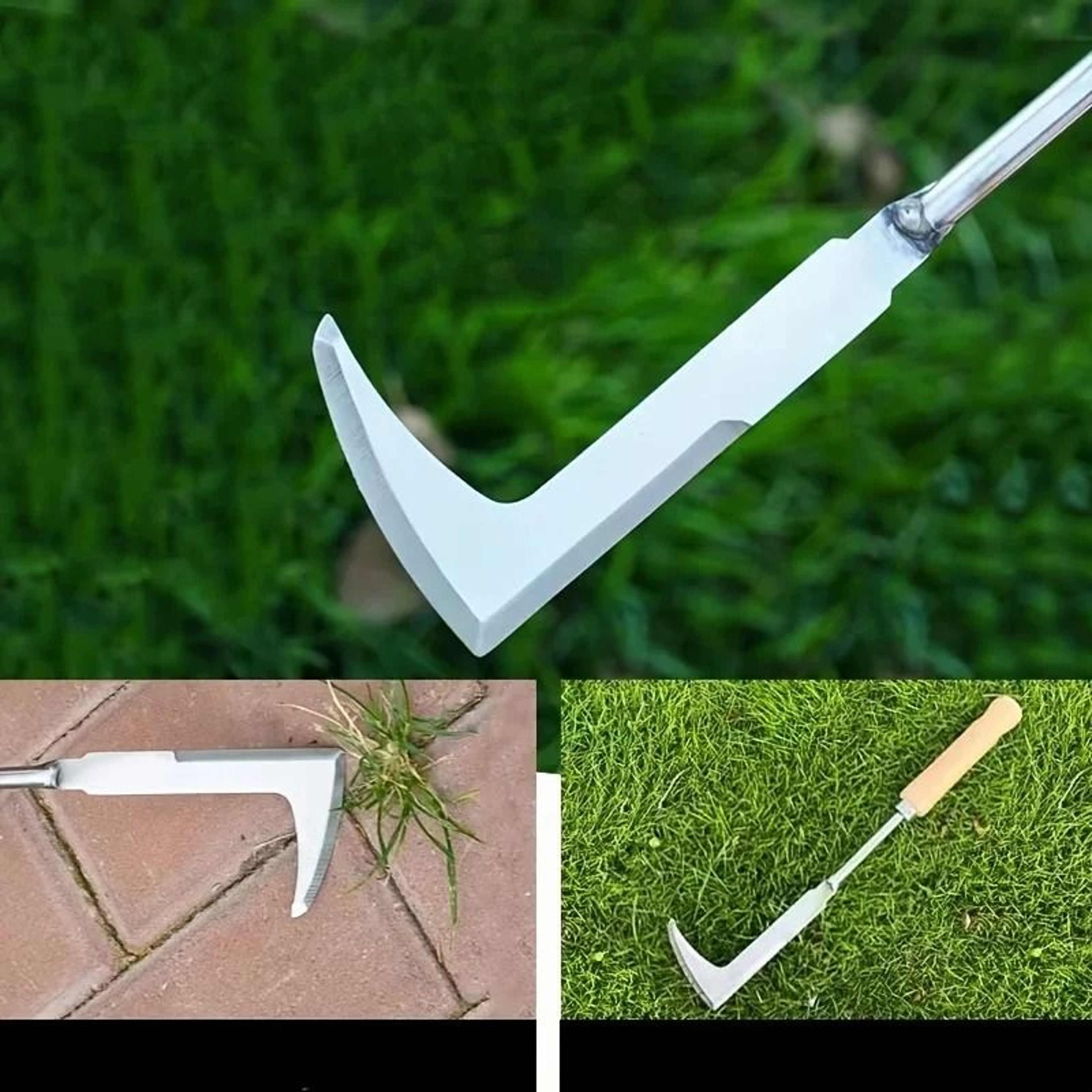 Stainless Steel Gap Weeding Tool With Wooden Handle For Garden And Patio Cleaning 3