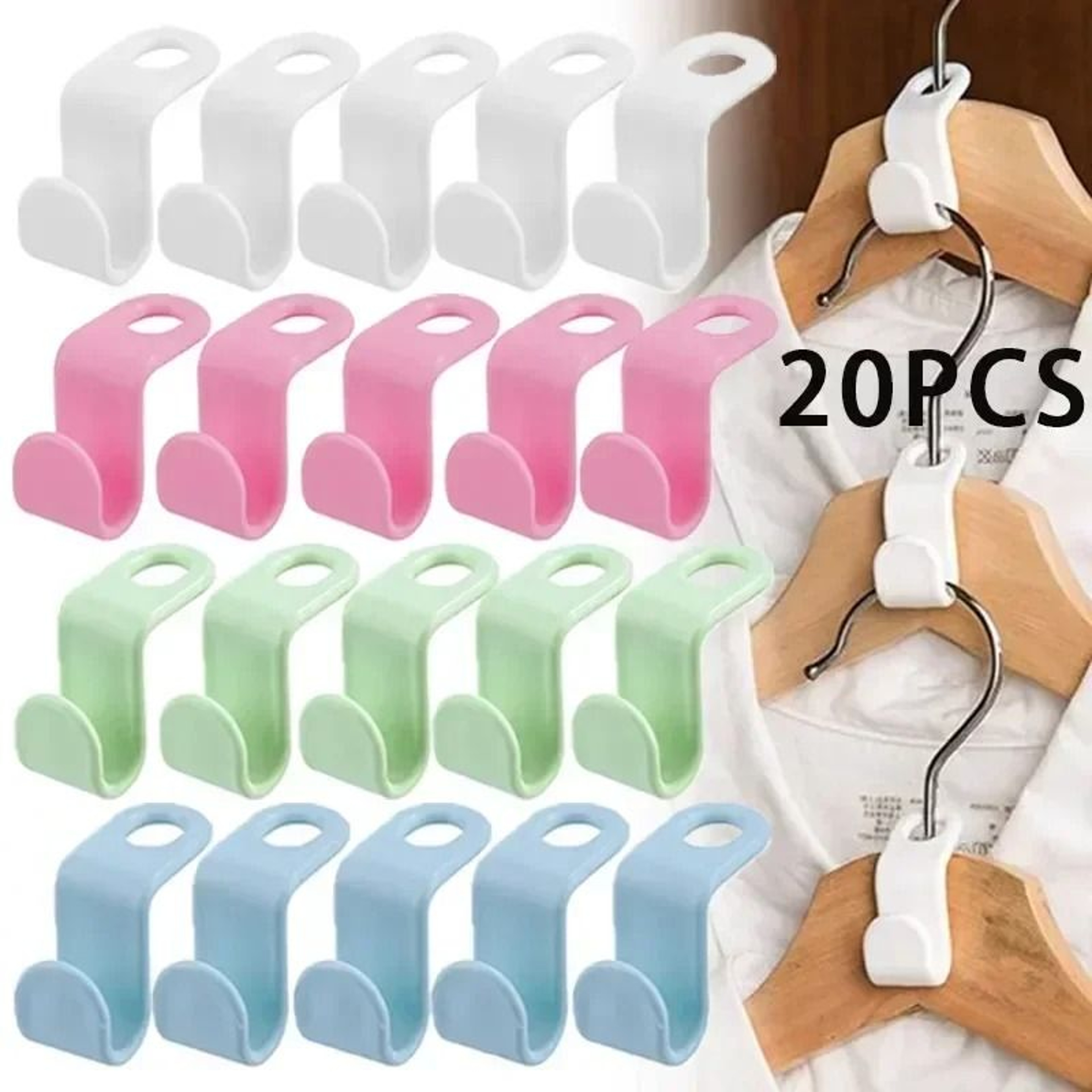Mini Wardrobe Connector Hanger Hooks Space Saving Plastic Cascading Clothes Organizer 0