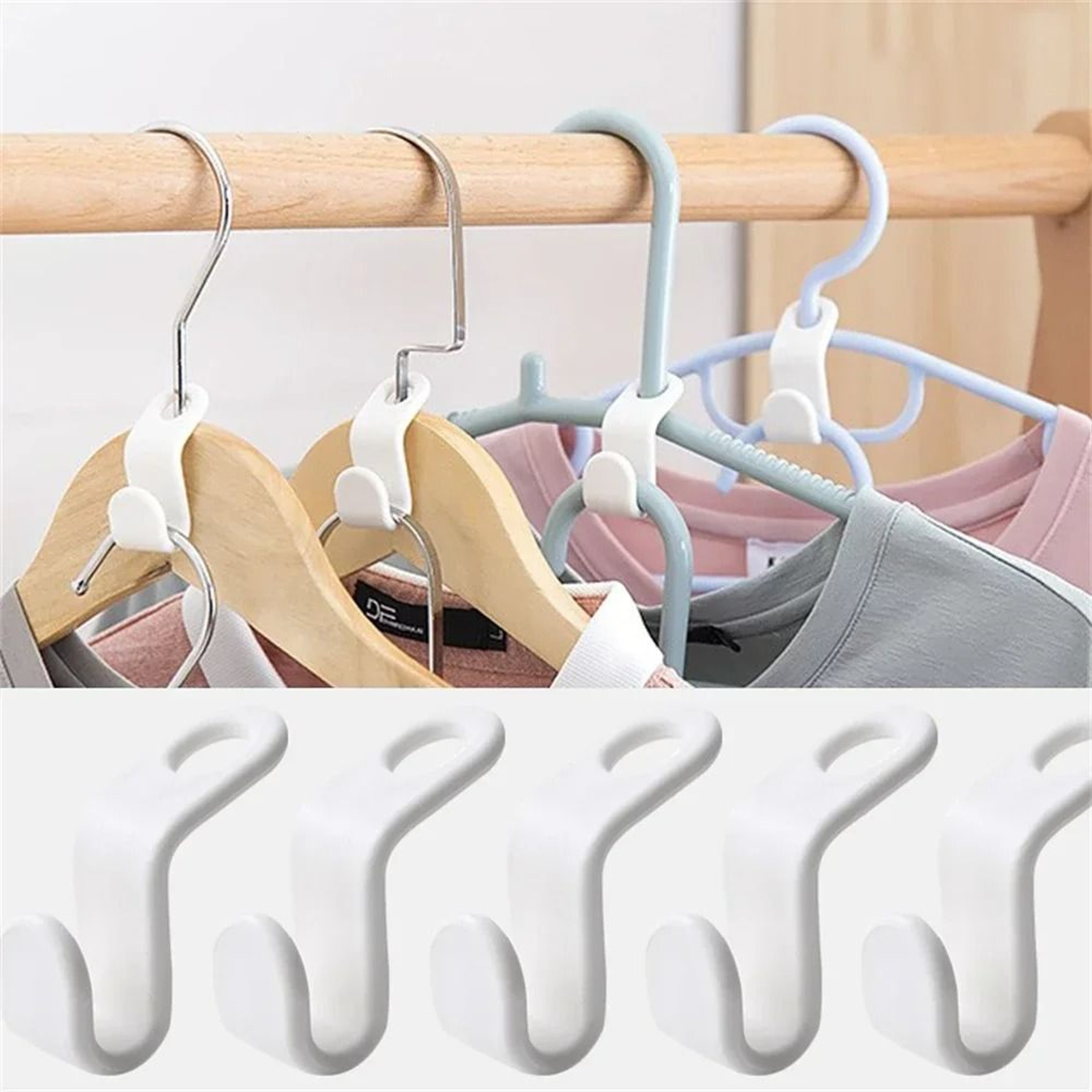 Mini Wardrobe Connector Hanger Hooks Space Saving Plastic Cascading Clothes Organizer 2