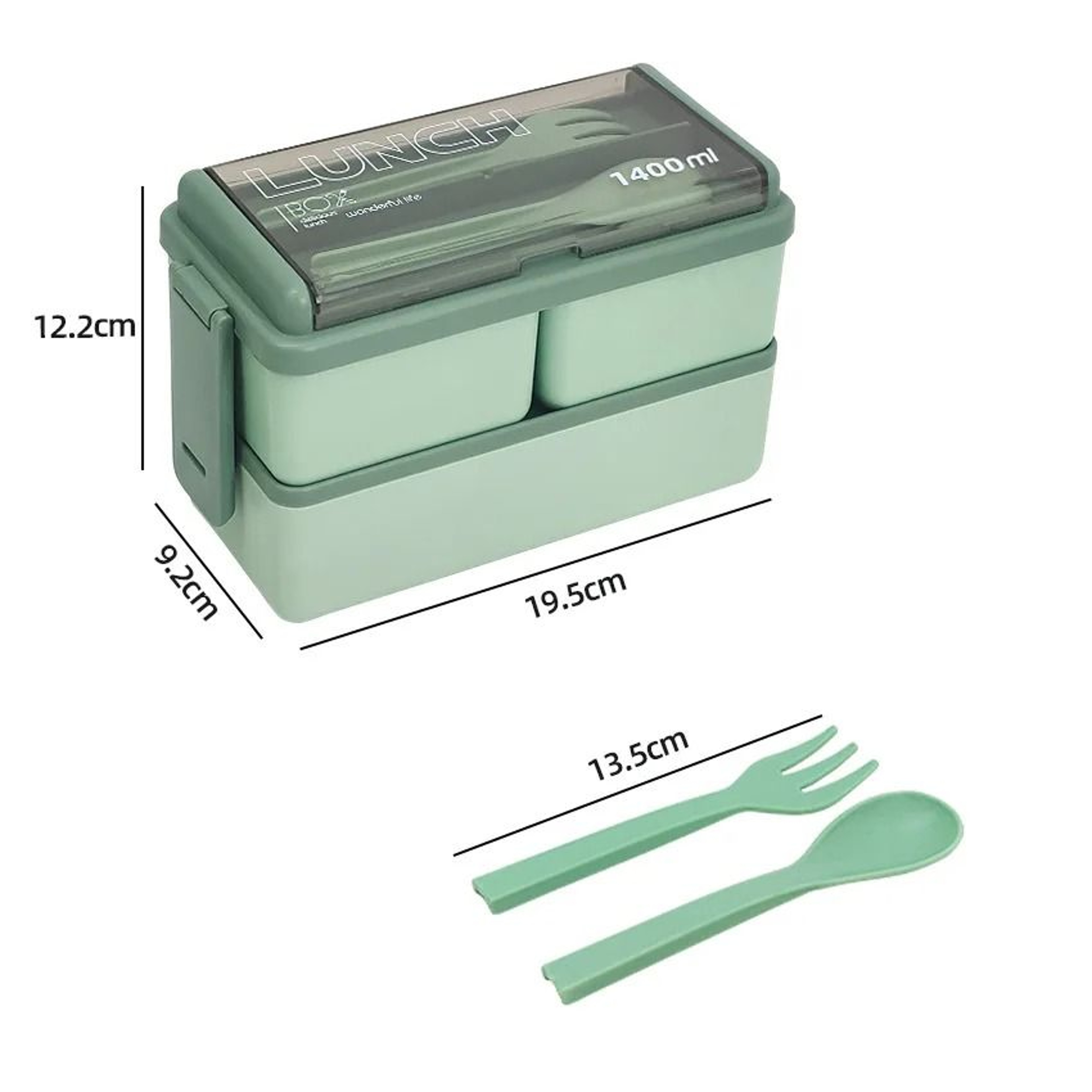 Double Layer Portable Lunch Box For Kids With Fork And Spoon Microwave Safe Bento Food Container 7