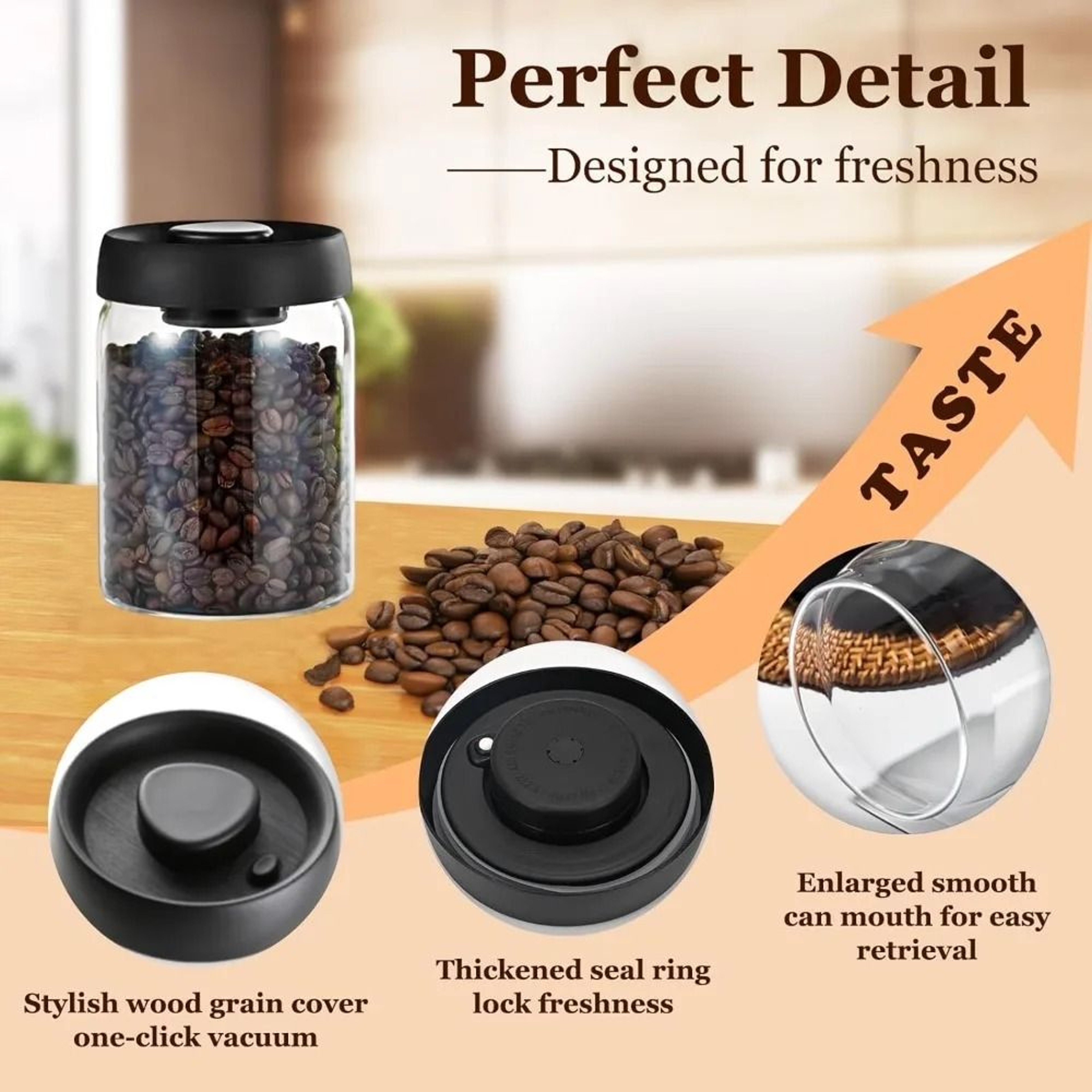 Coffee Vacuum Container 900ml And 1200ml Airtight Glass Storage Jar 1