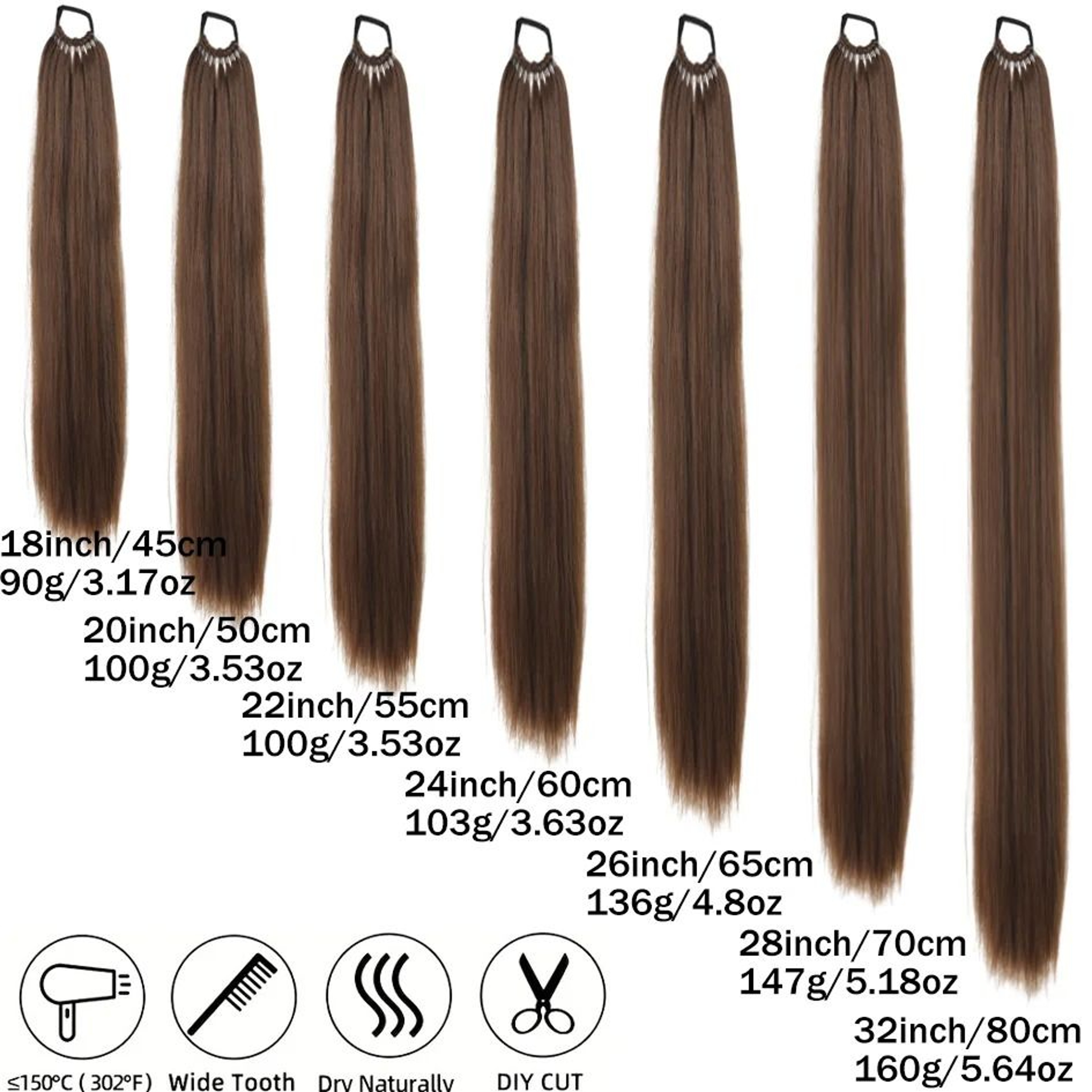 Synthetic Long Straight Ponytail Wig With Headband And Elastic Rope 4