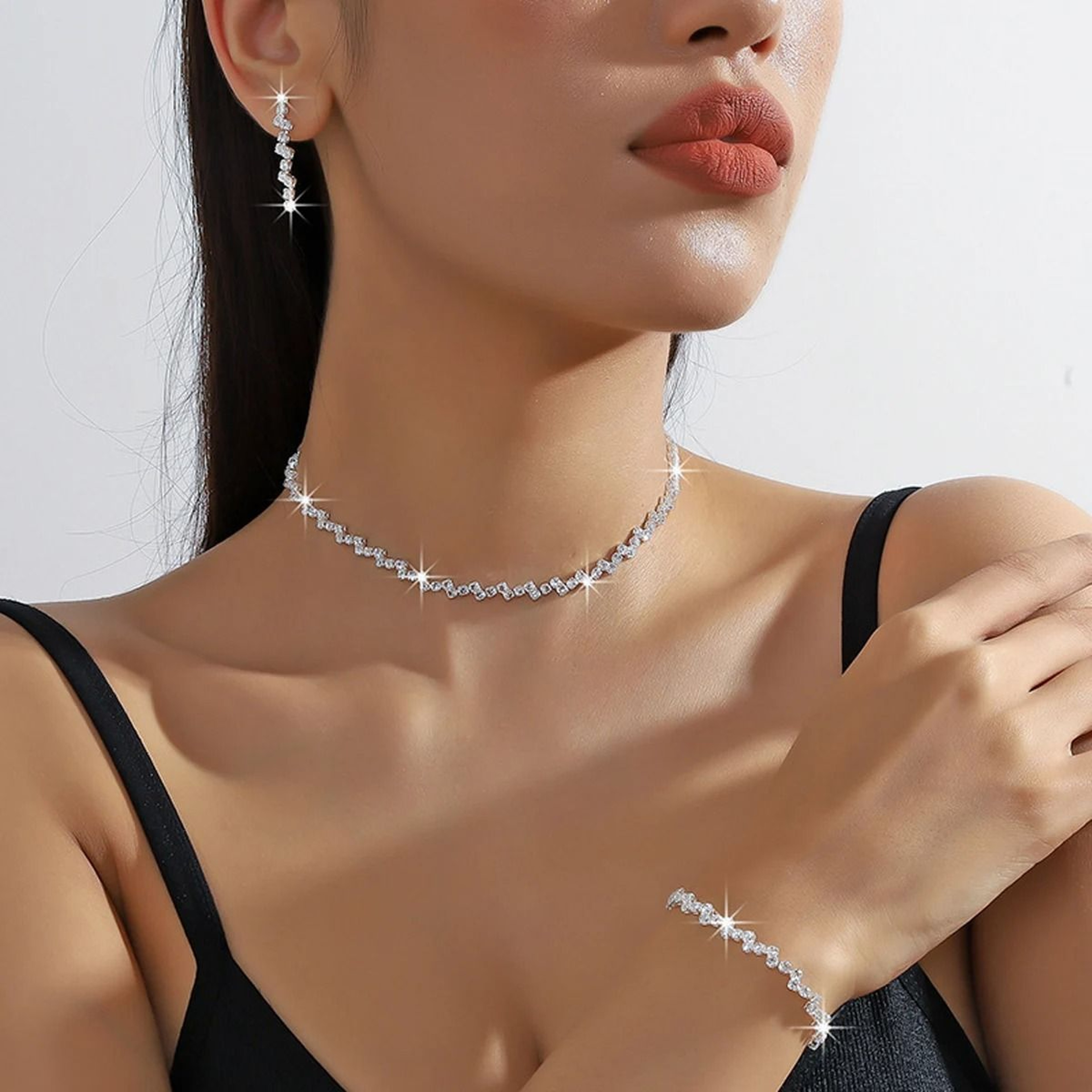 Silver Plated Necklace And Bracelet Set 12