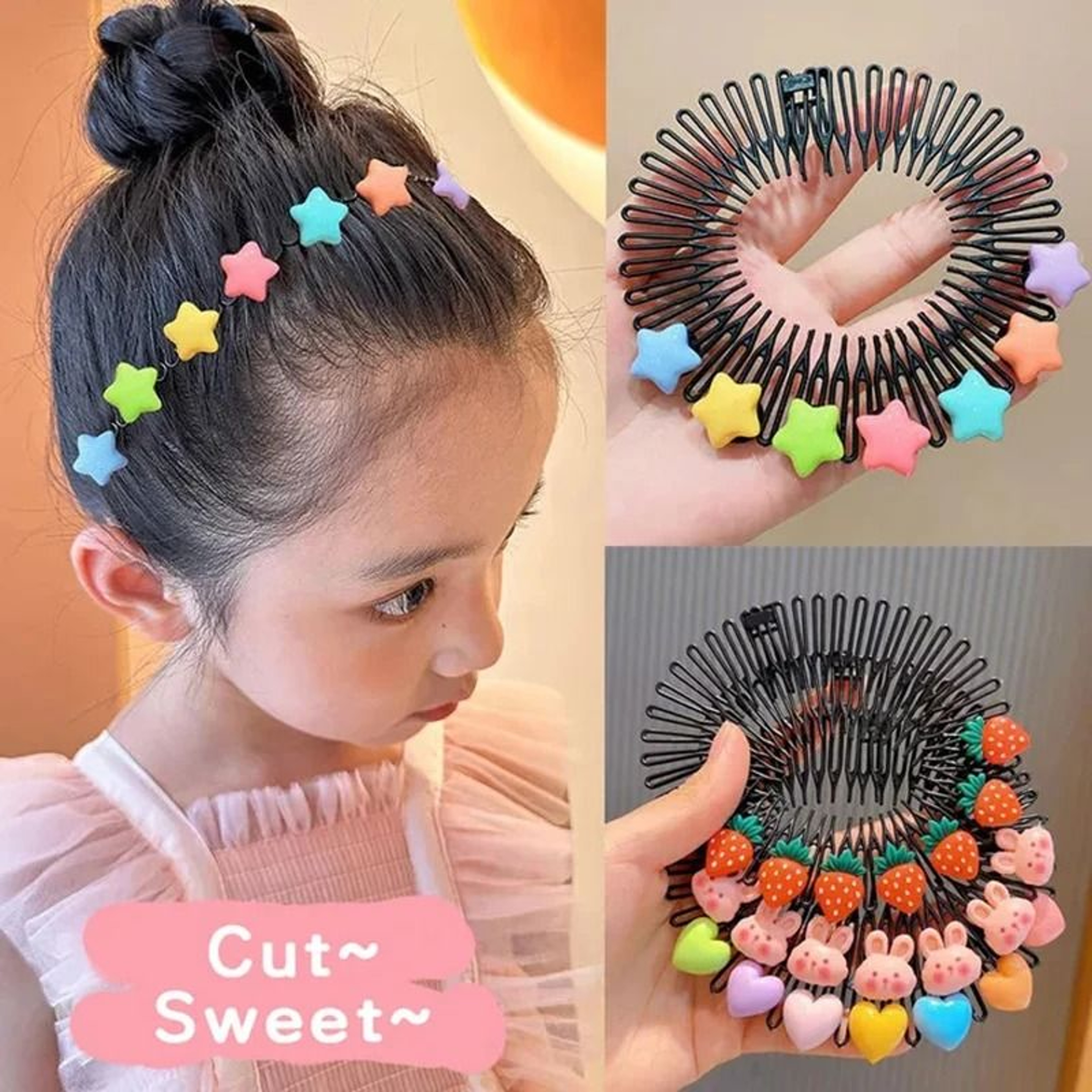 Kids Colorful Y2K Hair Comb And Clip Set 0