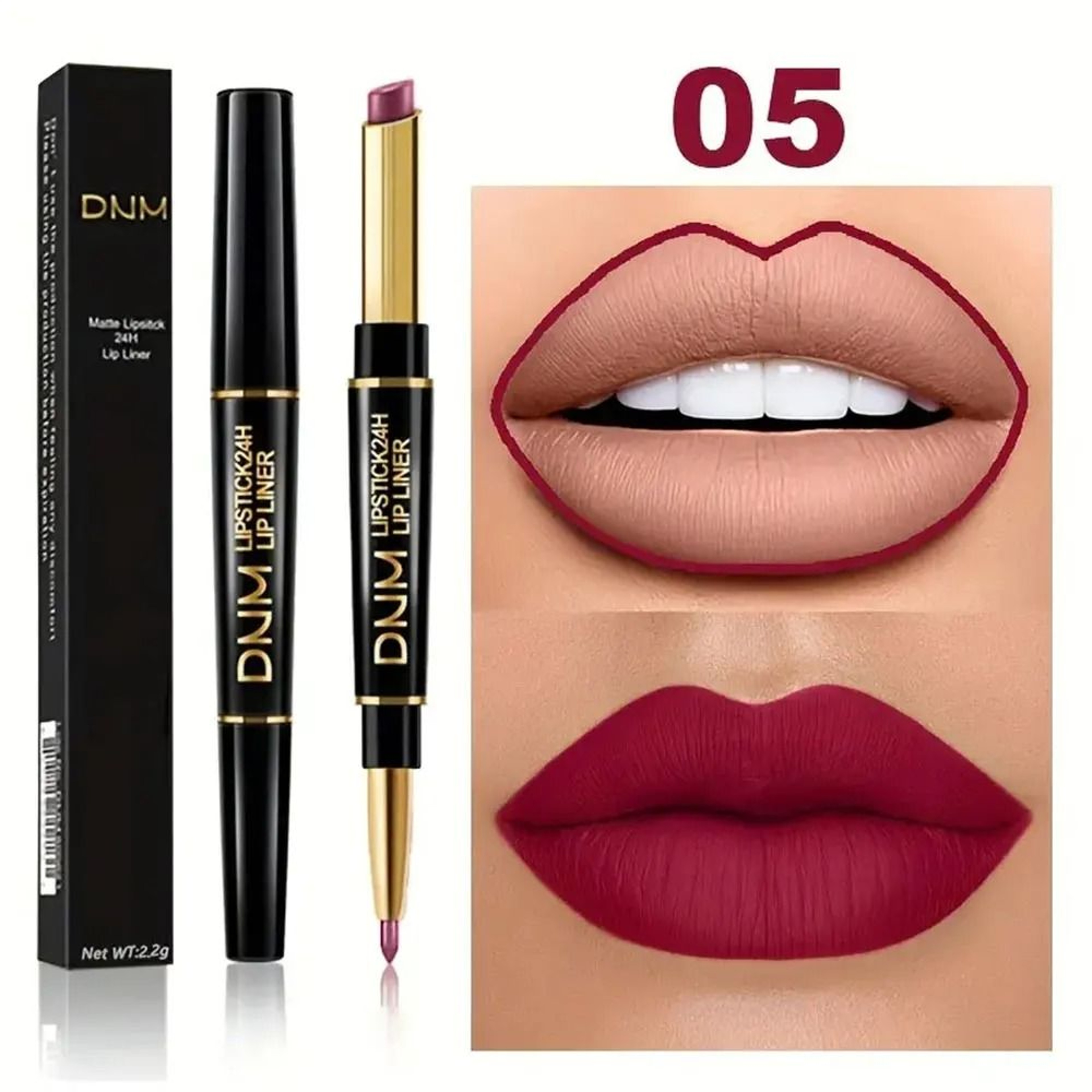 Double Ended Lipstick And Lip Liner Waterproof Long Lasting 6
