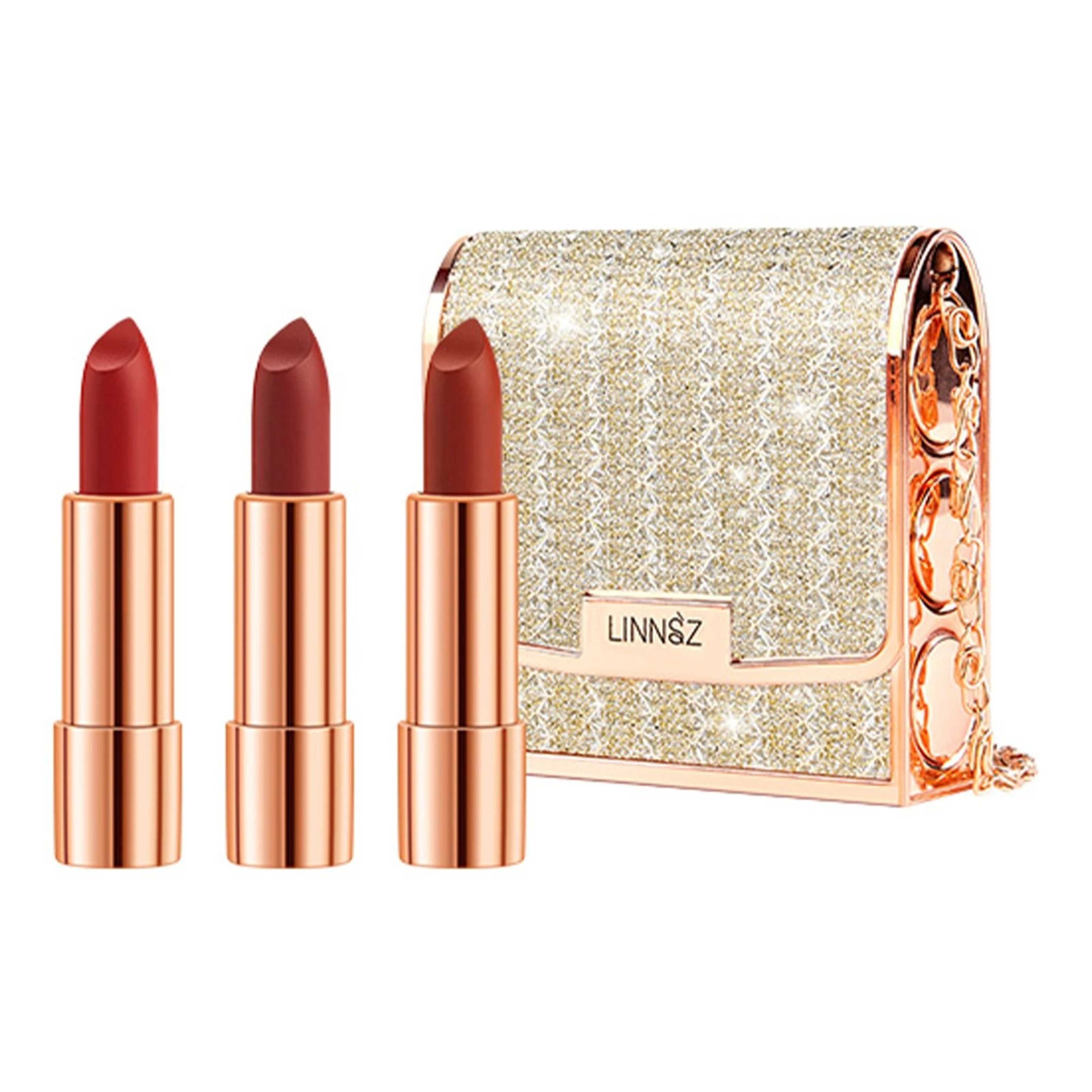 Matte Lipstick Set With Silver Chain Bag Waterproof Long Lasting 1