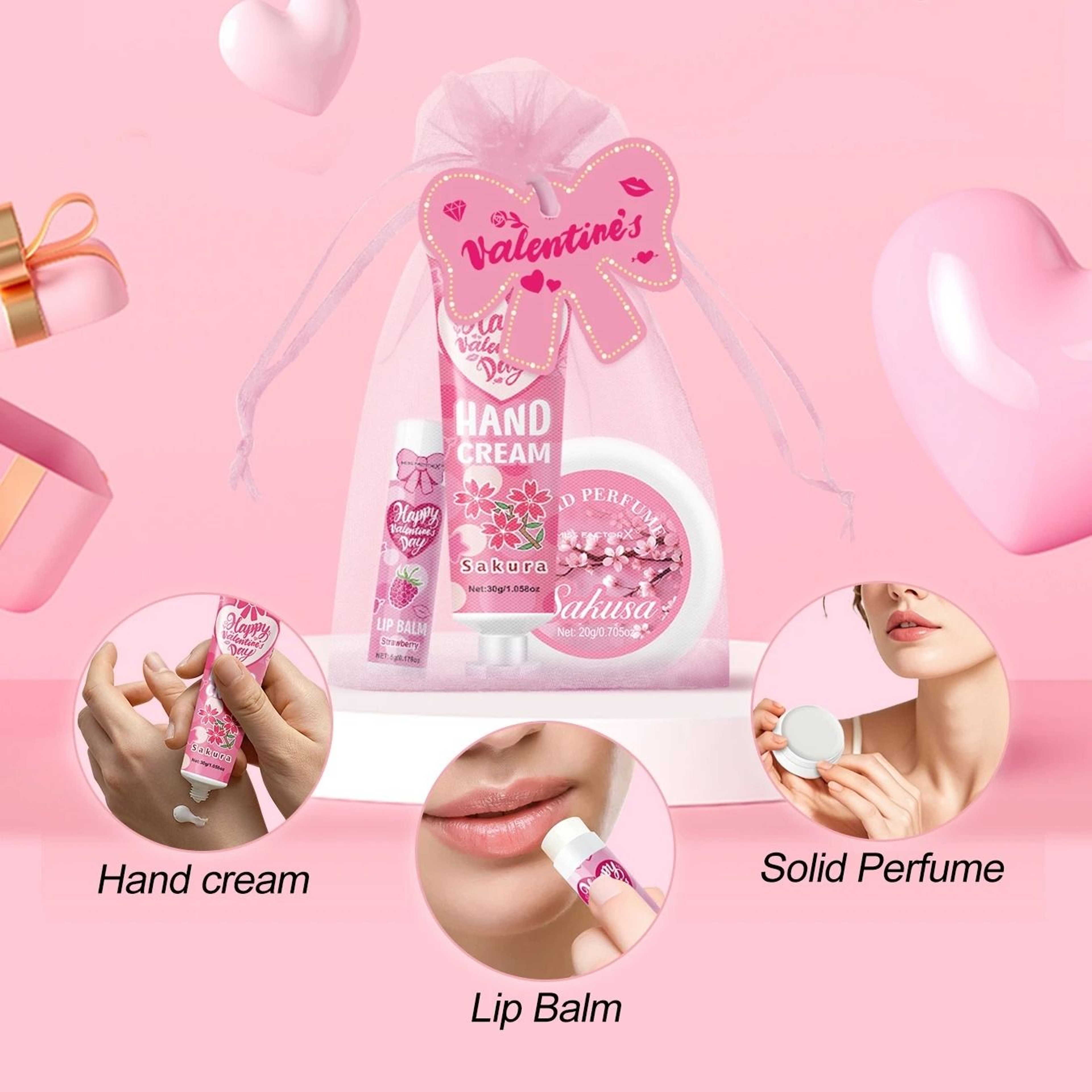 20 Piece Gift Set With Lip Balm Hand Cream Perfume And Gift Bags 5