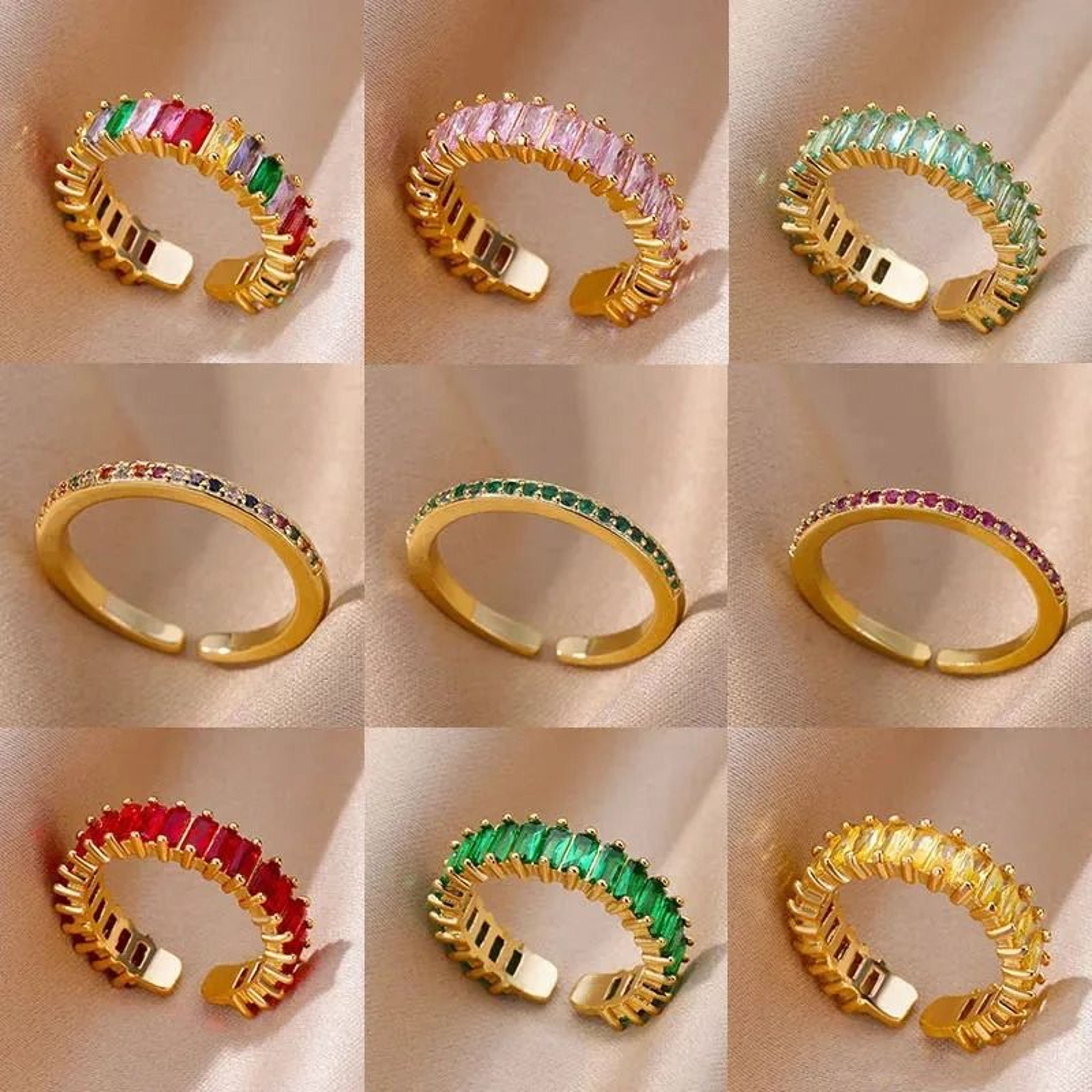 Mini Zircon Green Adjustable Ring For Women 0