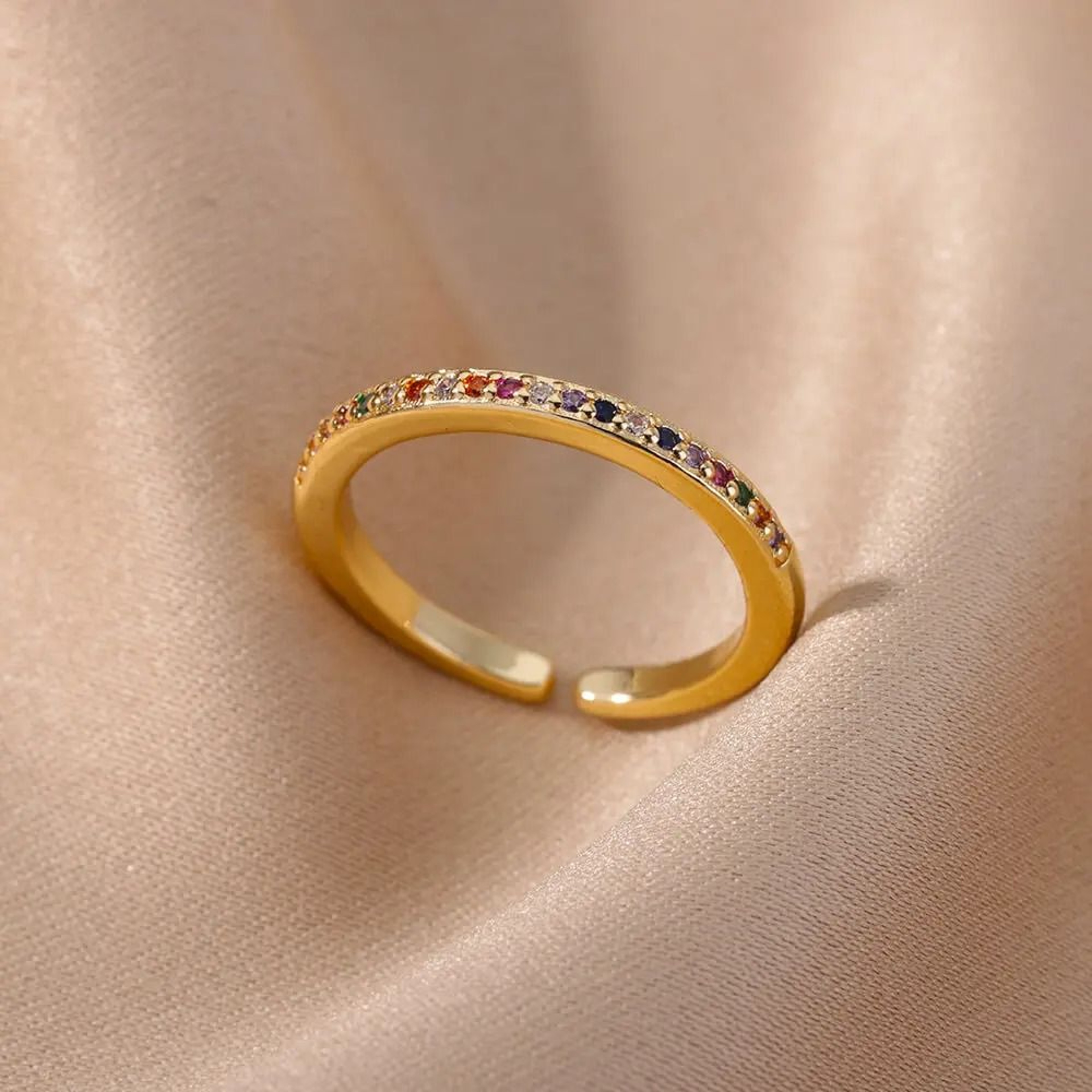 Mini Zircon Green Adjustable Ring For Women 2