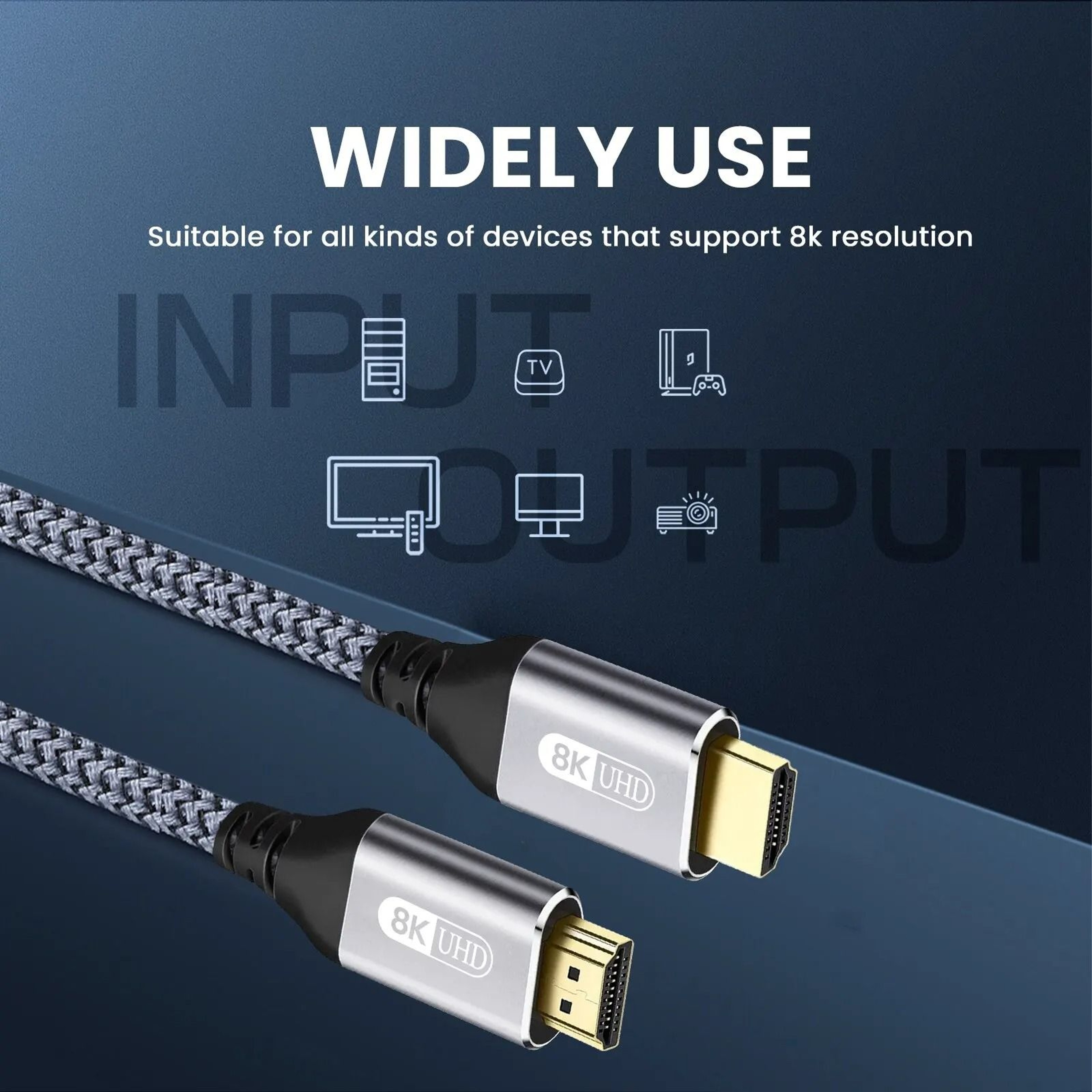HDMI 21 Cable 8K 60Hz 4K 120Hz Ultra High Speed 48Gbps Video Cord 3