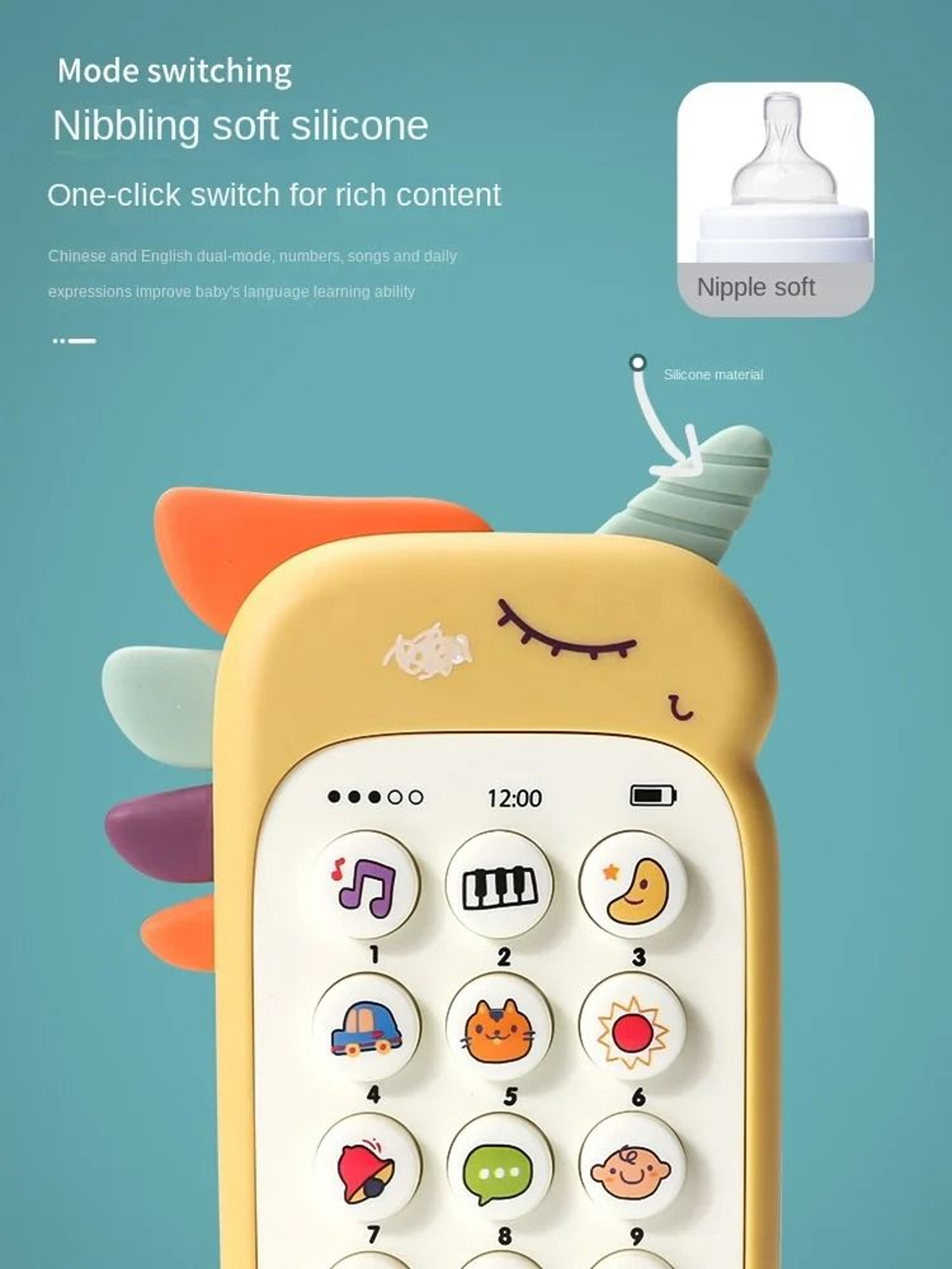 Baby Phone Toy With Music Lights And Teether For Early Learning 4