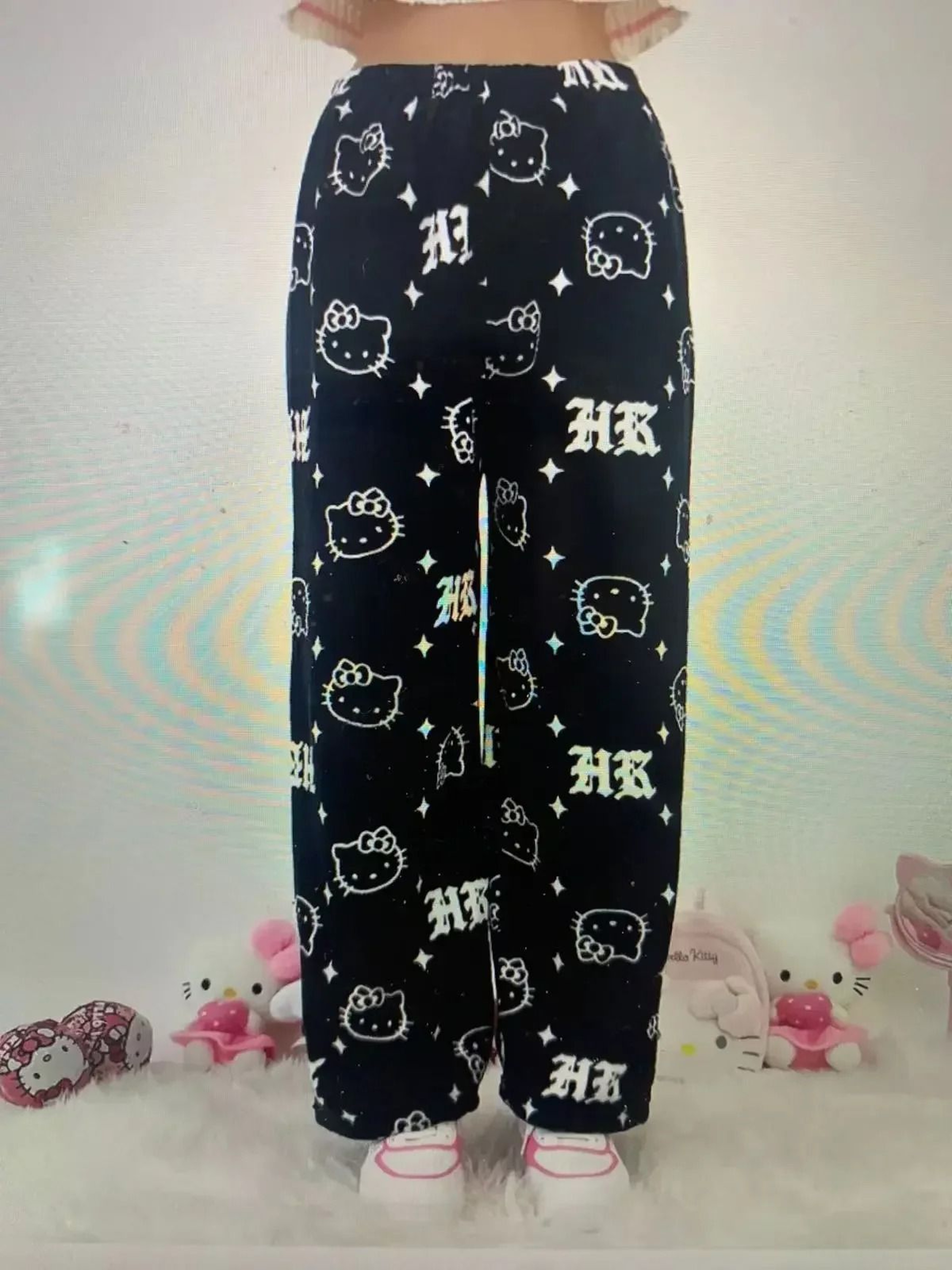 Cartoon Print Plush Lounge Pajama Pants For Women 12