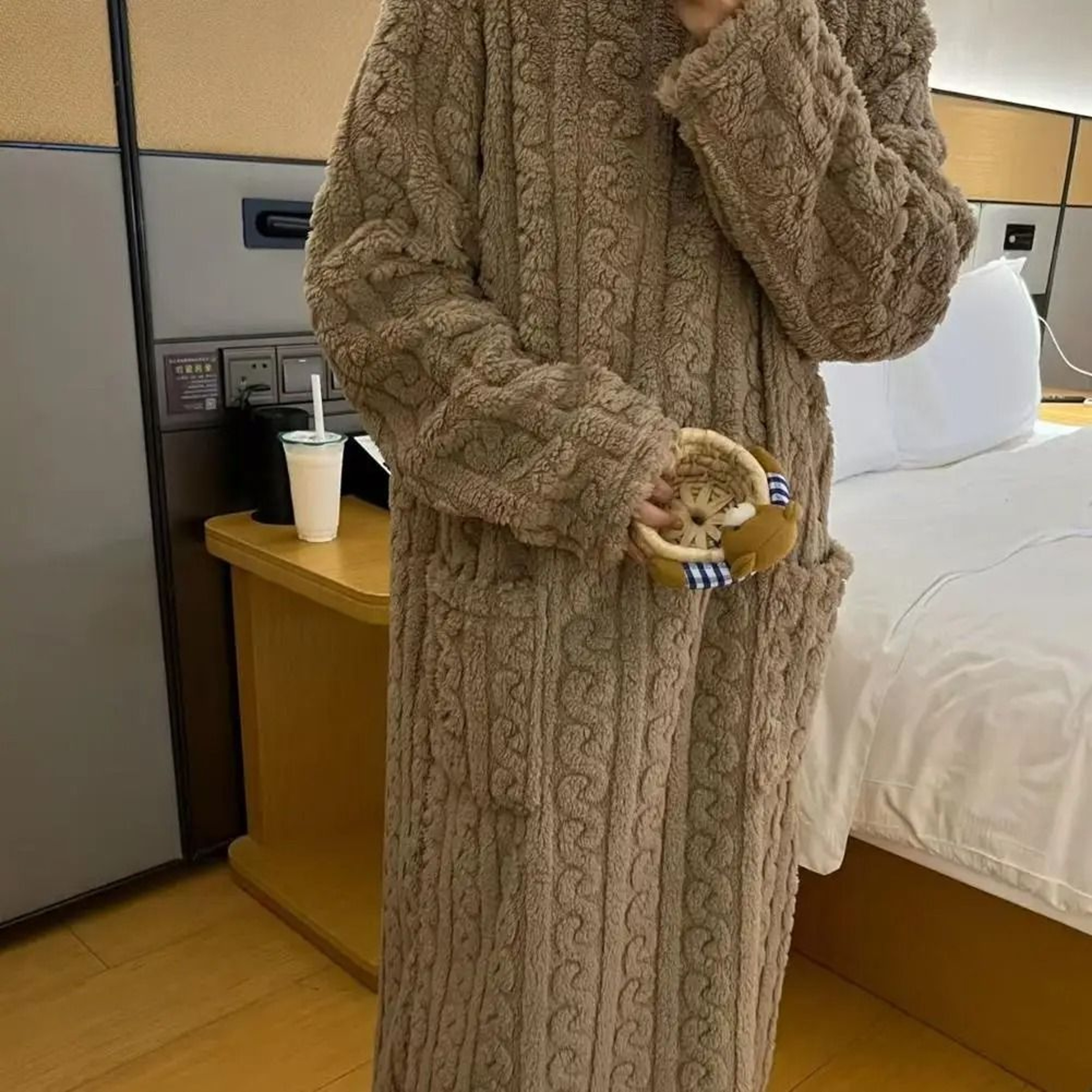 Womens Winter Long Flannel Nightgown With Pockets 5