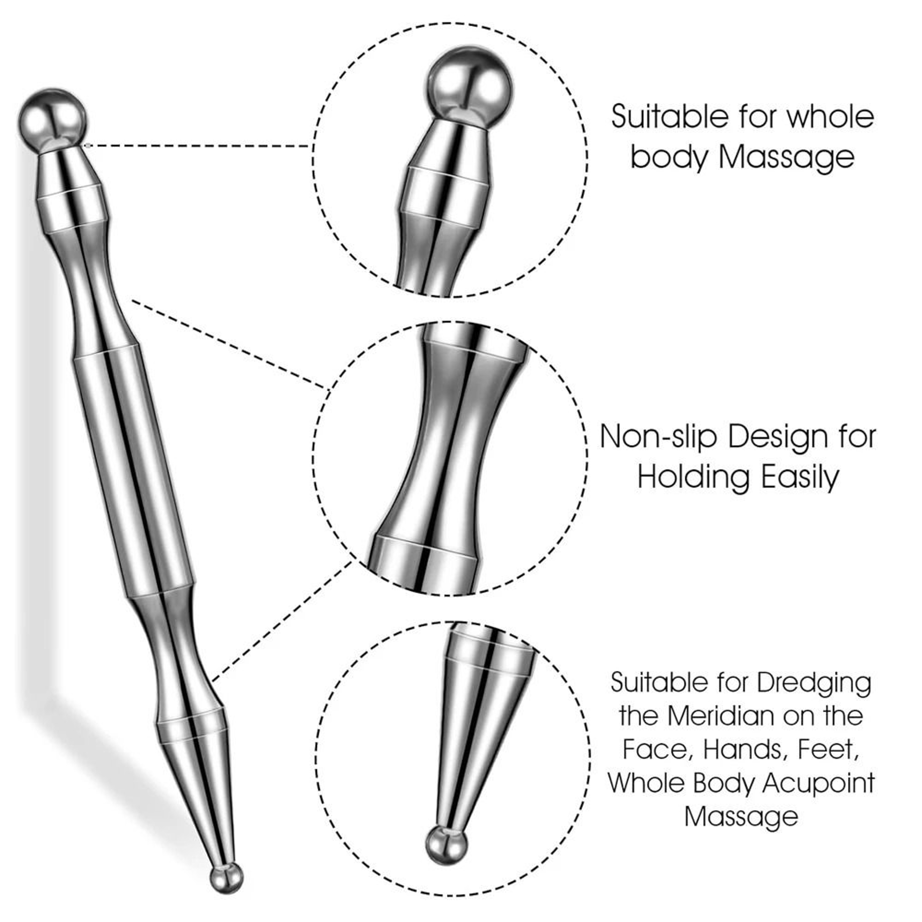 Stainless Steel Dual Head Acupressure Massage Bar 3