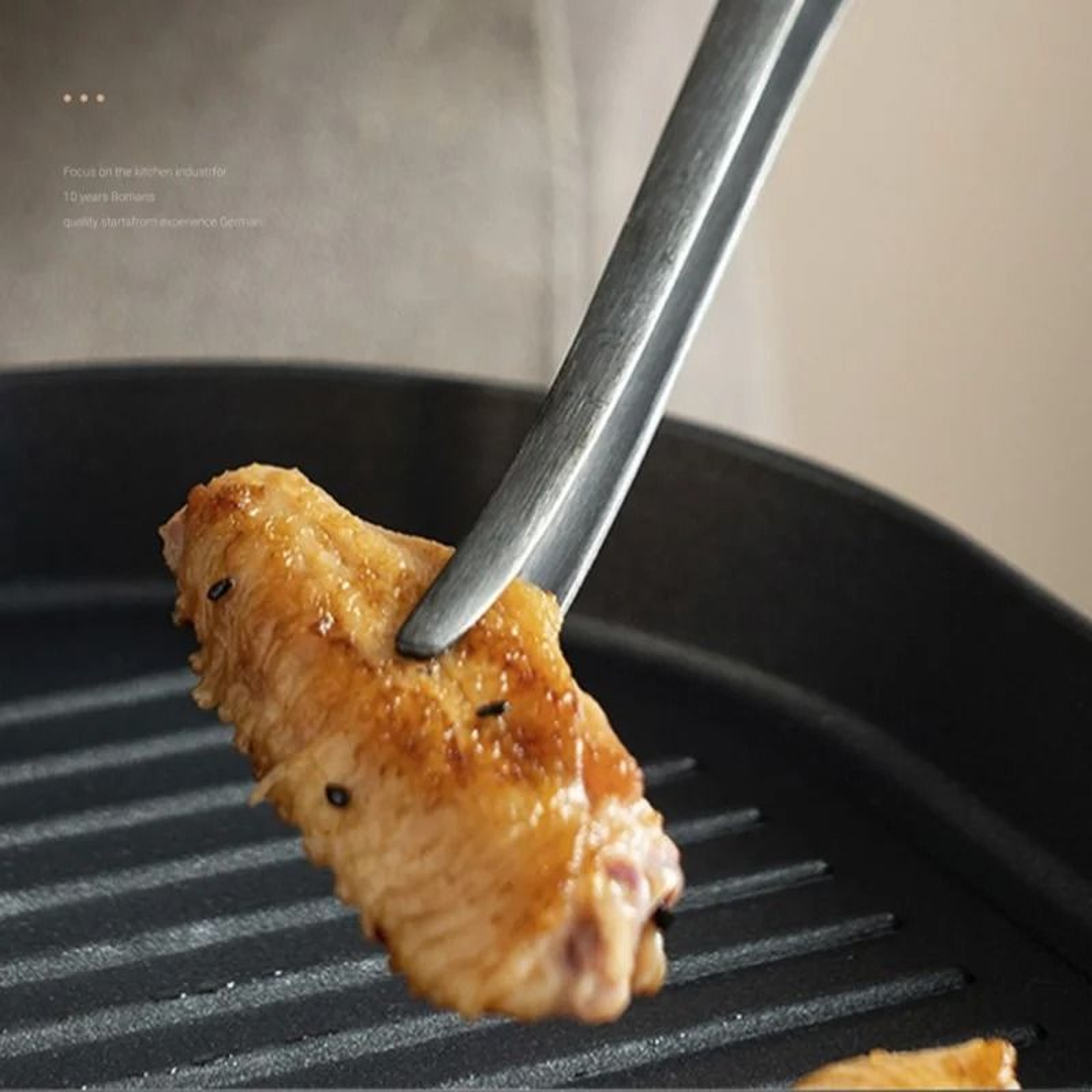 Stainless Steel BBQ Tongs With Wooden Handle 4