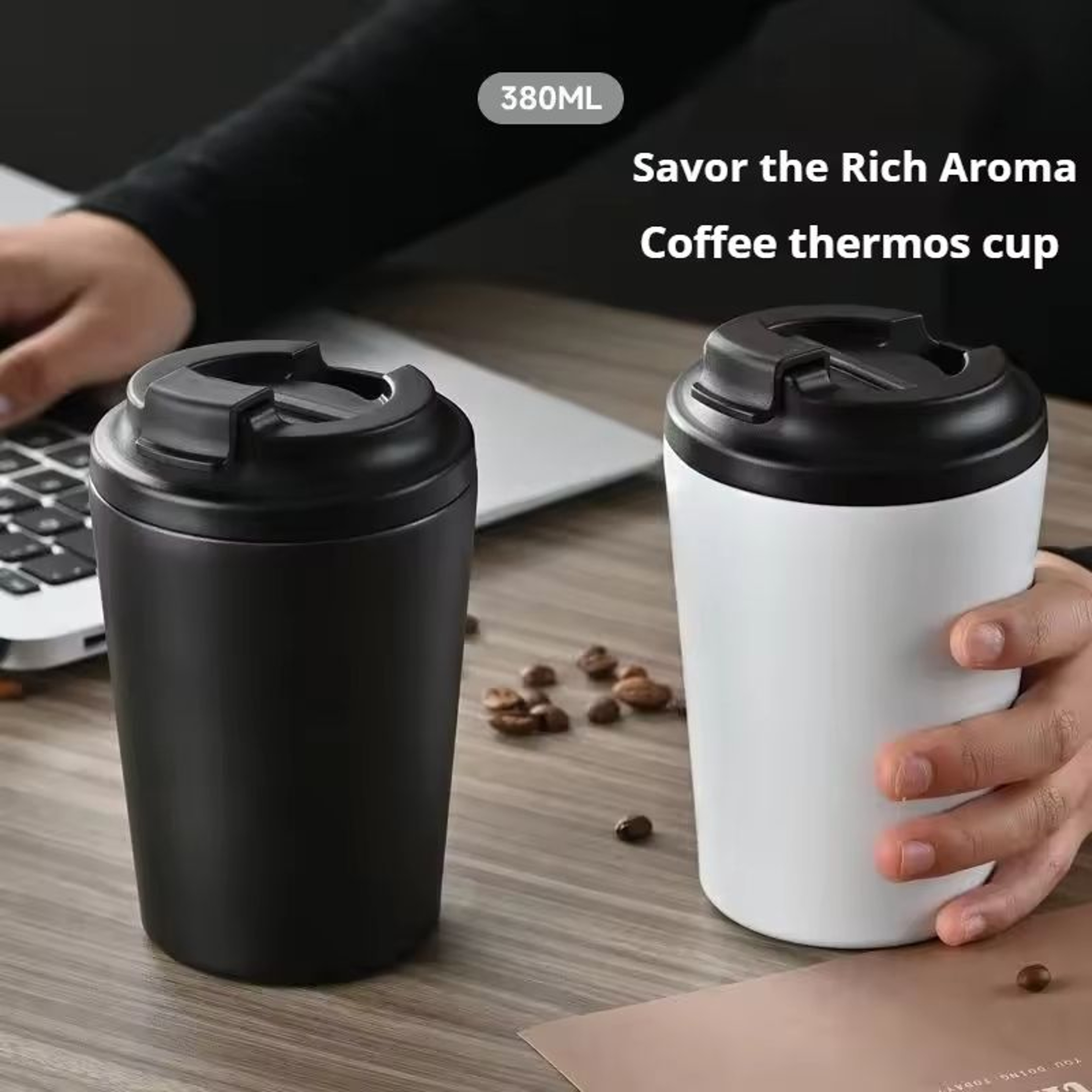 12 Oz Stainless Steel Insulated Travel Coffee Mug With Non Slip Base And Leak Proof Lid 1