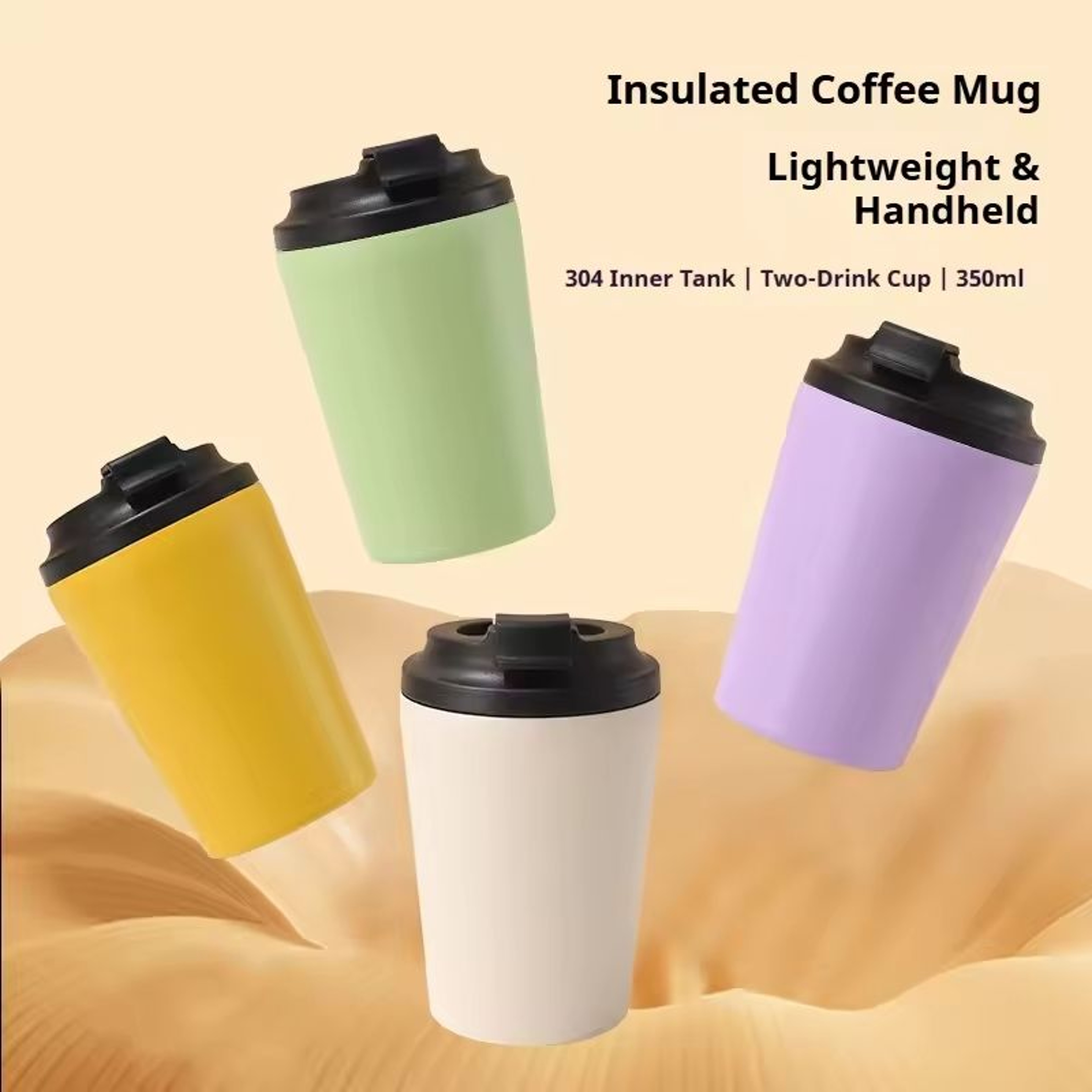 12 Oz Stainless Steel Insulated Travel Coffee Mug With Non Slip Base And Leak Proof Lid 3