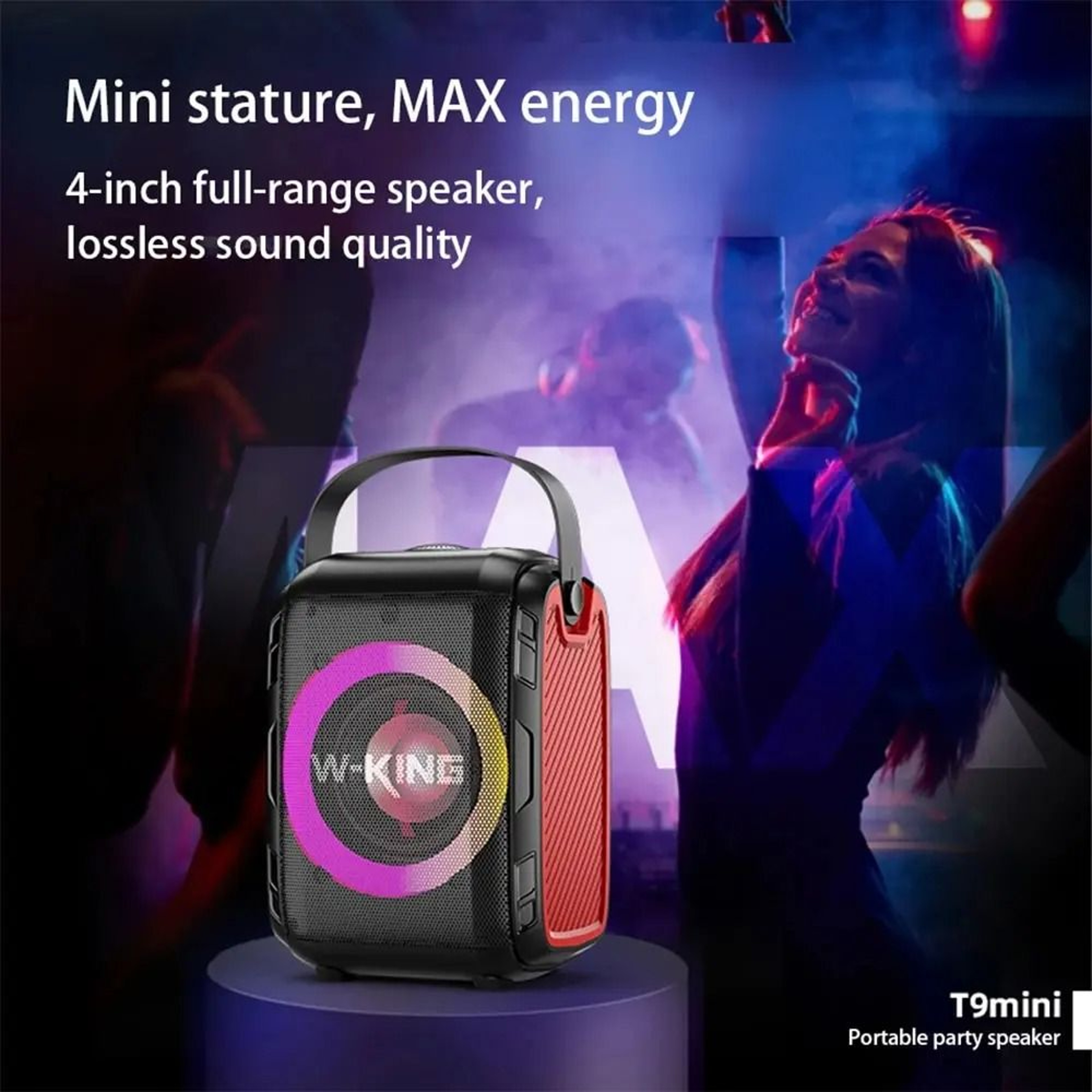 Portable Wireless Karaoke Speaker With Subwoofer Sound And LED Light Rings 0