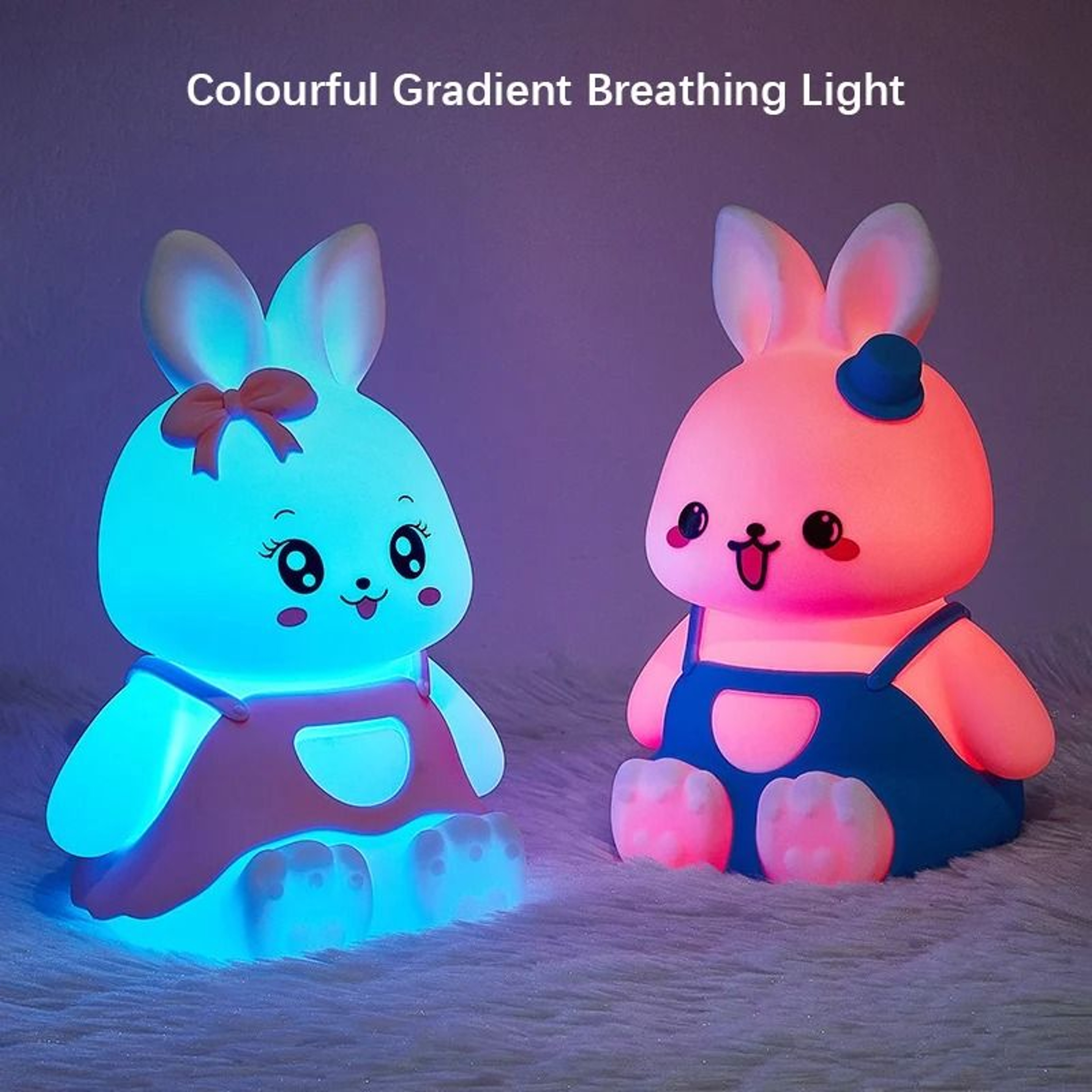 Silicone Rabbit Night Light With Color Changing LED And Tap Control For Nursery And Kids Room 4