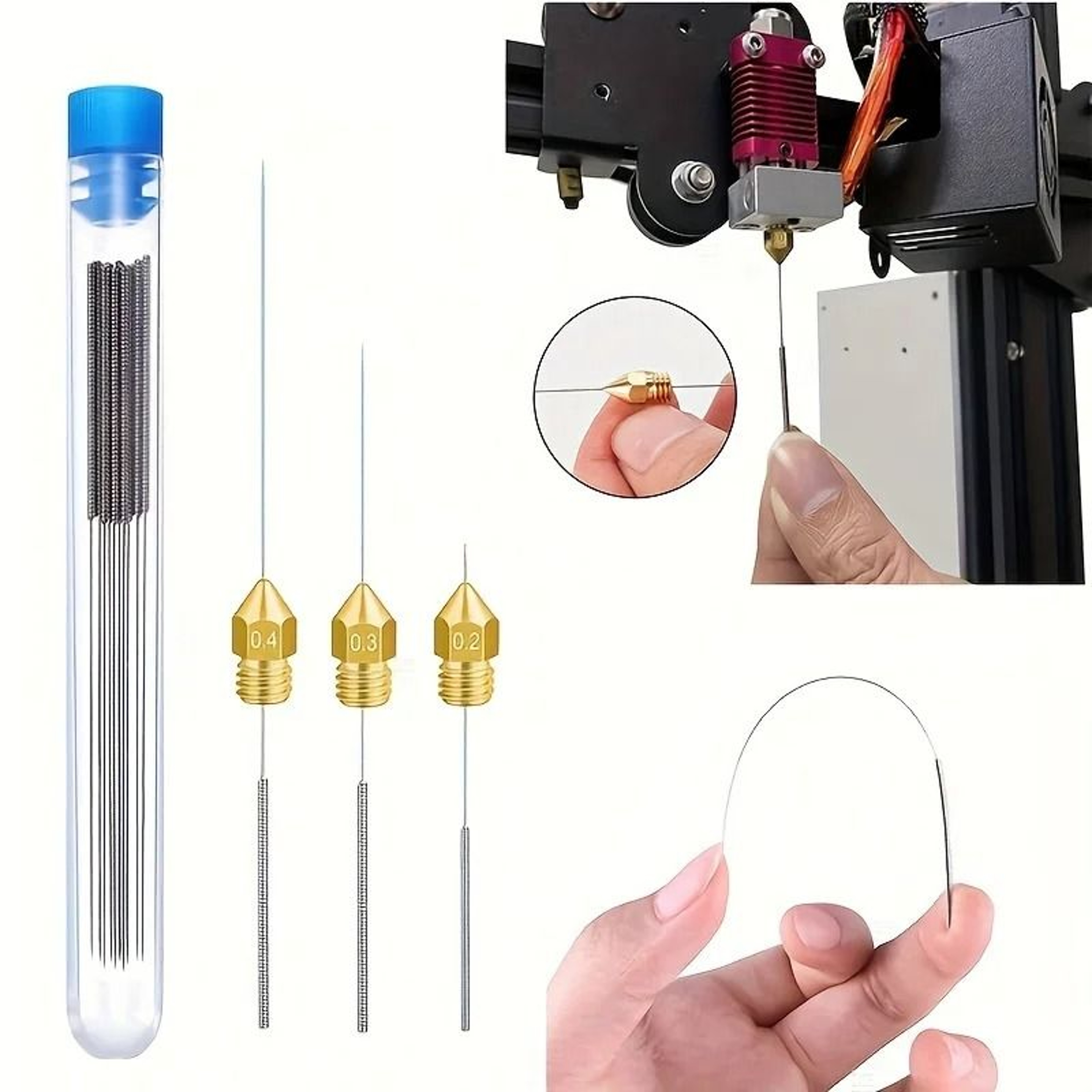 10 Piece 3D Printer Nozzle Cleaning Kit Stainless Steel Needles For Clogging And Maintenance 0