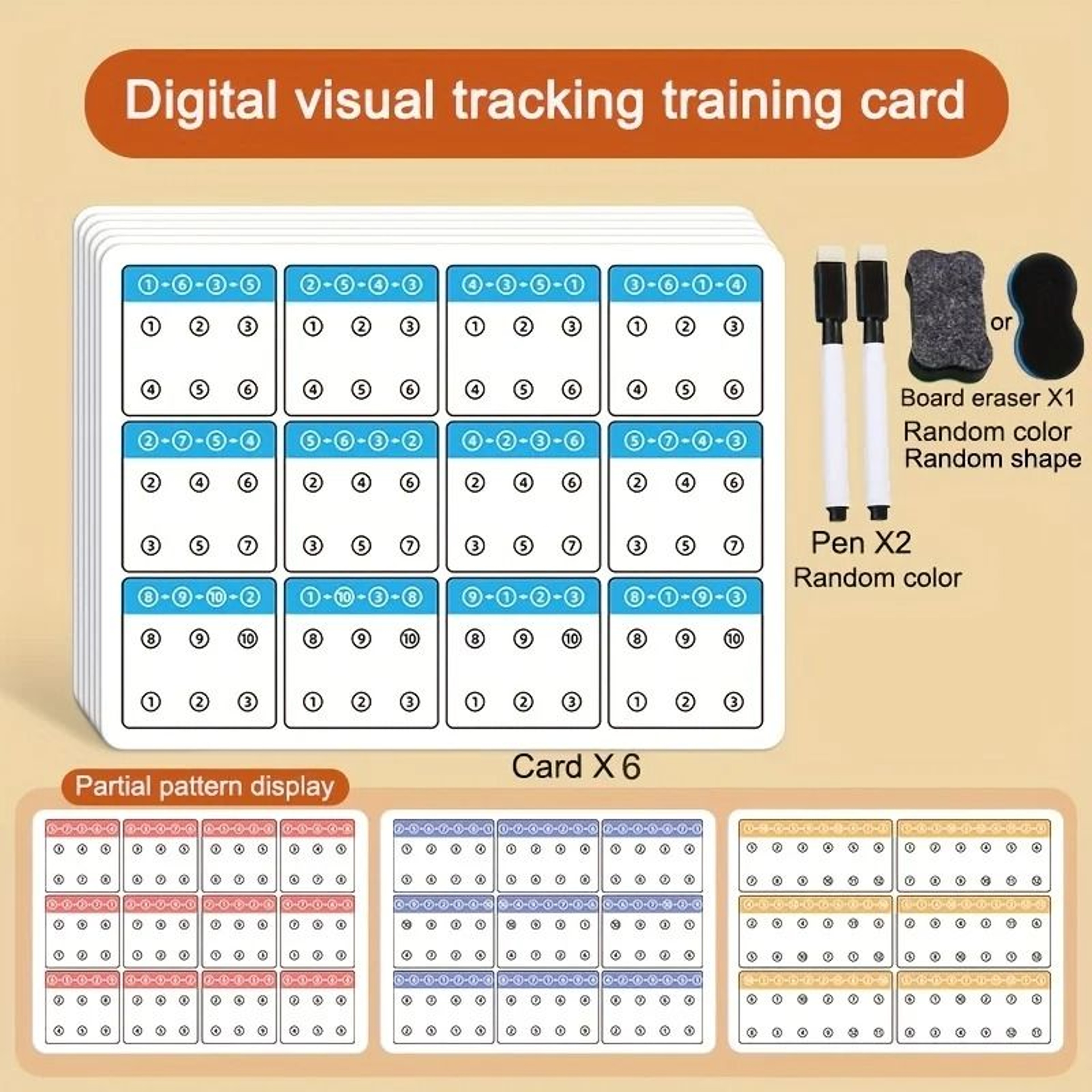 Visual Tracking Focus And Attention Training Card For Kids Color And Number Recognition 7