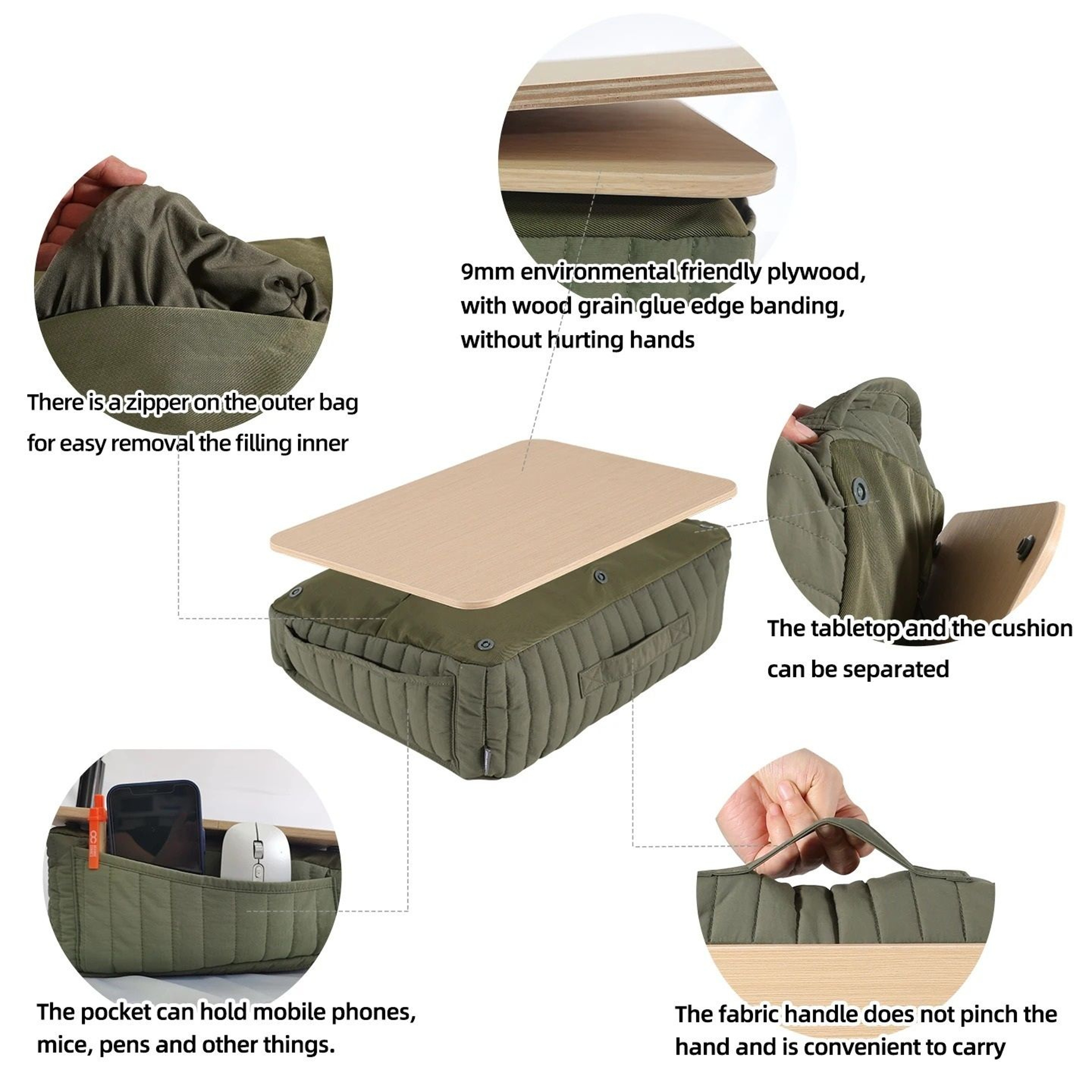 Portable Cushioned Laptop Desk With Detachable Soft Base 6
