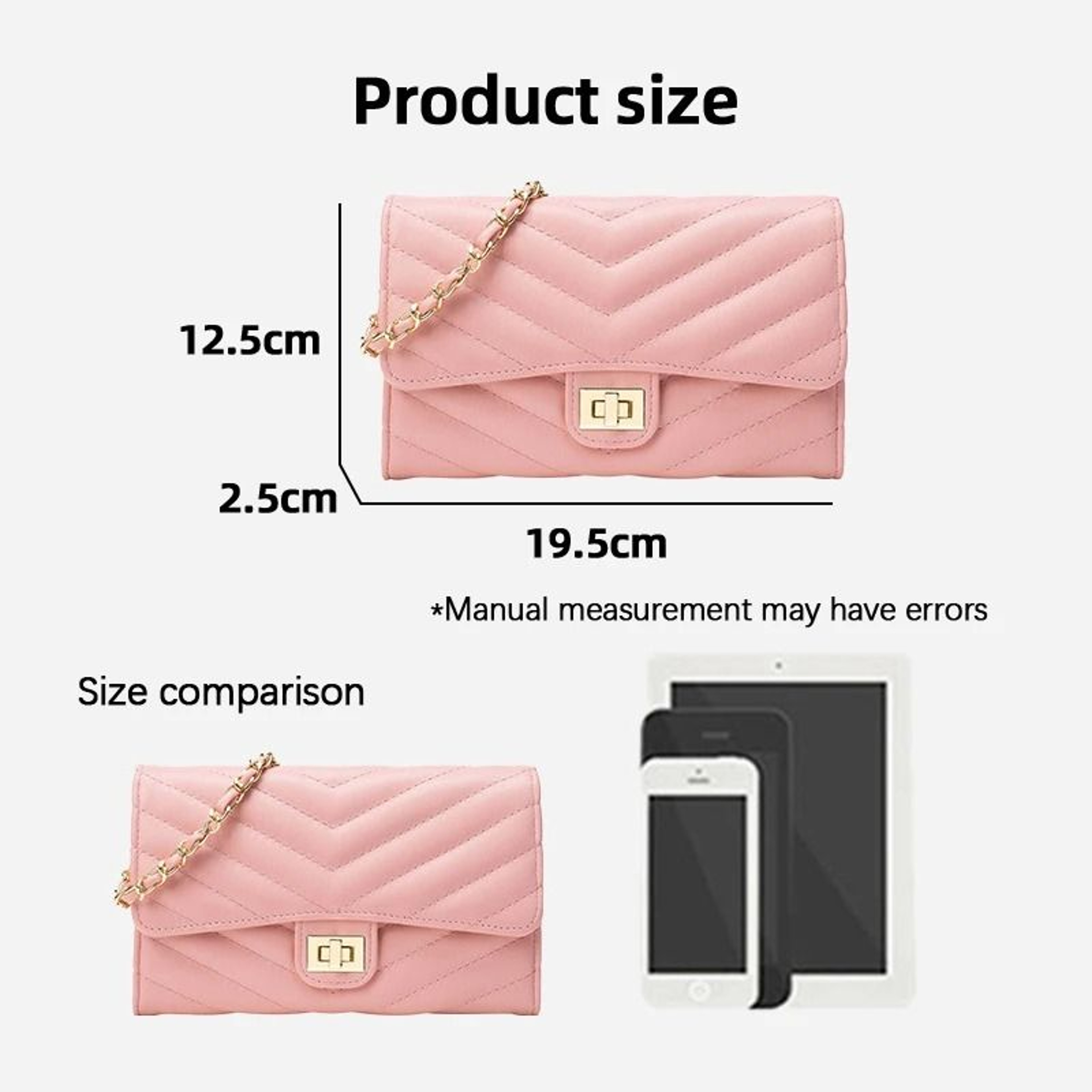 Fashionable VPattern Quilted Crossbody Chain Bag 3
